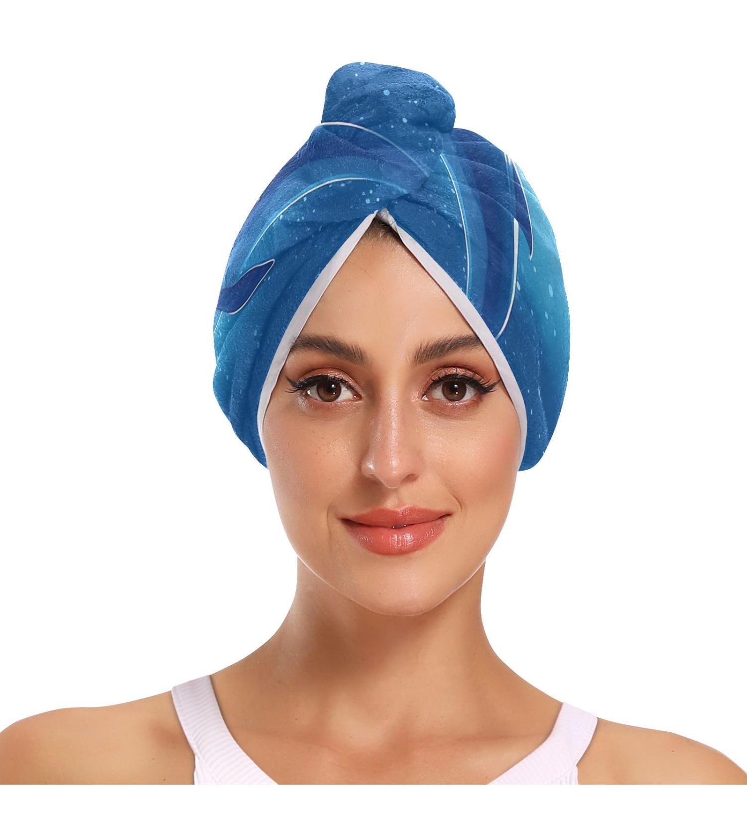 Dolphin Hair Towel 2 Pack | Super Absorbent Quick Dry Hair Turbans | Perfect for Women & Girls - Buy Online on GoSupps.com