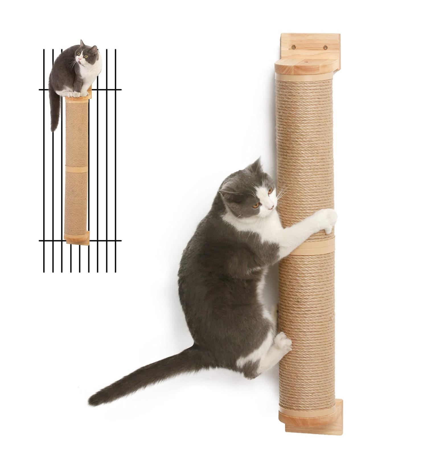 FUKUMARU 36 Wall Mounted Cat Scratching Post - Rubber Wood Cat Scratcher for Large Cats and Kittens - Cat Scratch Post - Buy Online on GoSupps.com