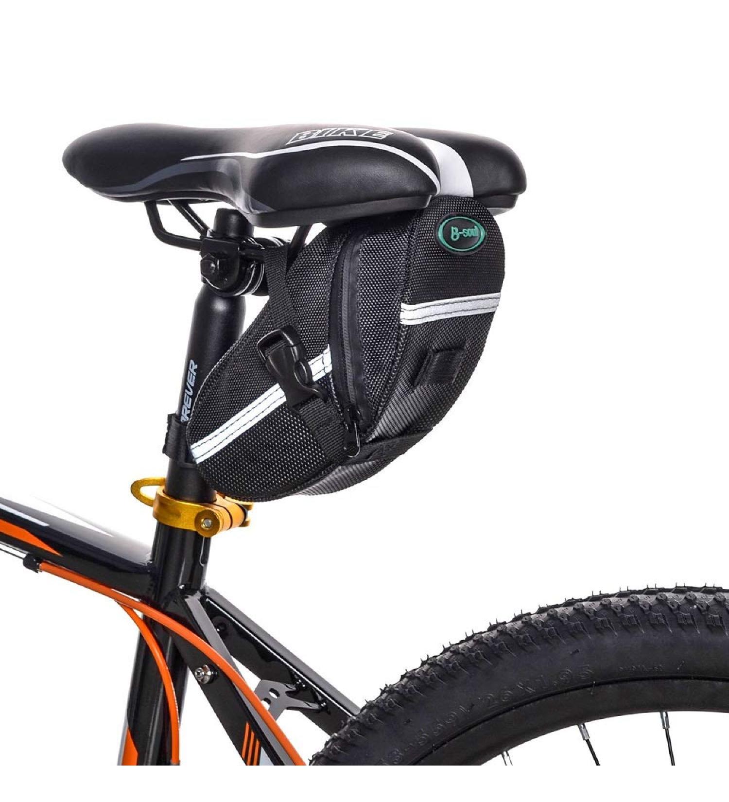 JASLITE Bicycle Saddle Bag - Water-Resistant Black Seat Pack with Reflective Stripes | Under Seat Pouch for Road & Mountain Bikes - Buy Online on GoSupps.com