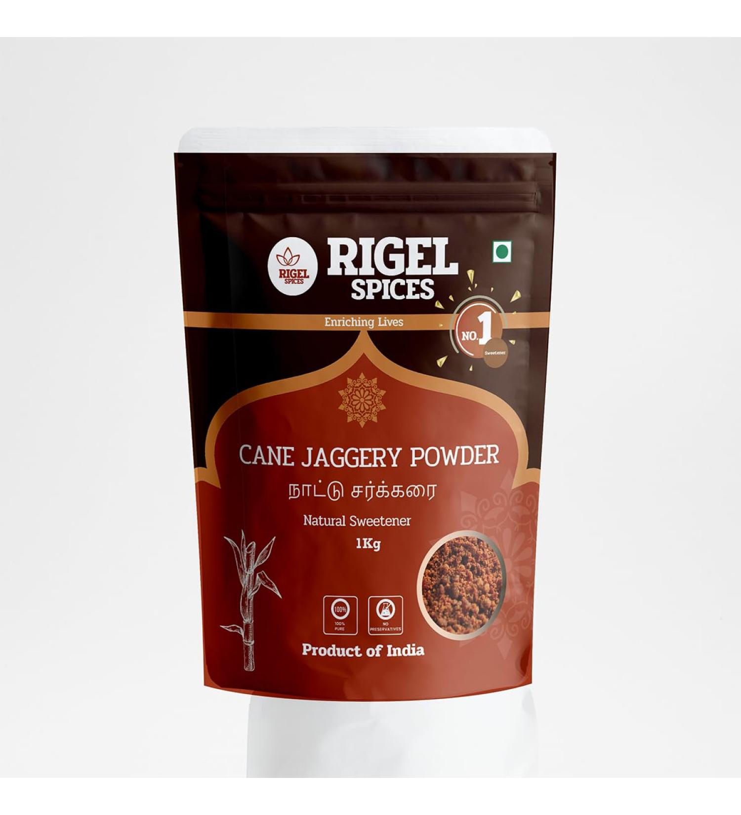 Rigel Spices Cane Jaggery Powder 2 Lbs (0.9 Kg) - Nattu Sakarai Natural Sweetner - No Preservatives, No Added Flavors - Buy Online on GoSupps.com
