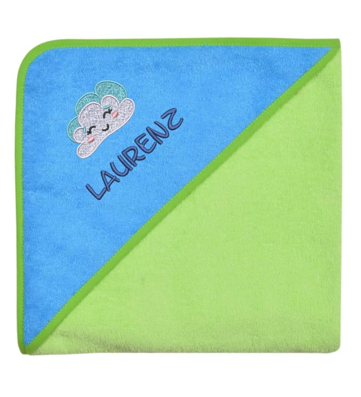 Personalized Wolimbo Hooded Towel for Baby & Children - Green & Turquoise - 80x80 cm - Buy Online on GoSupps.com