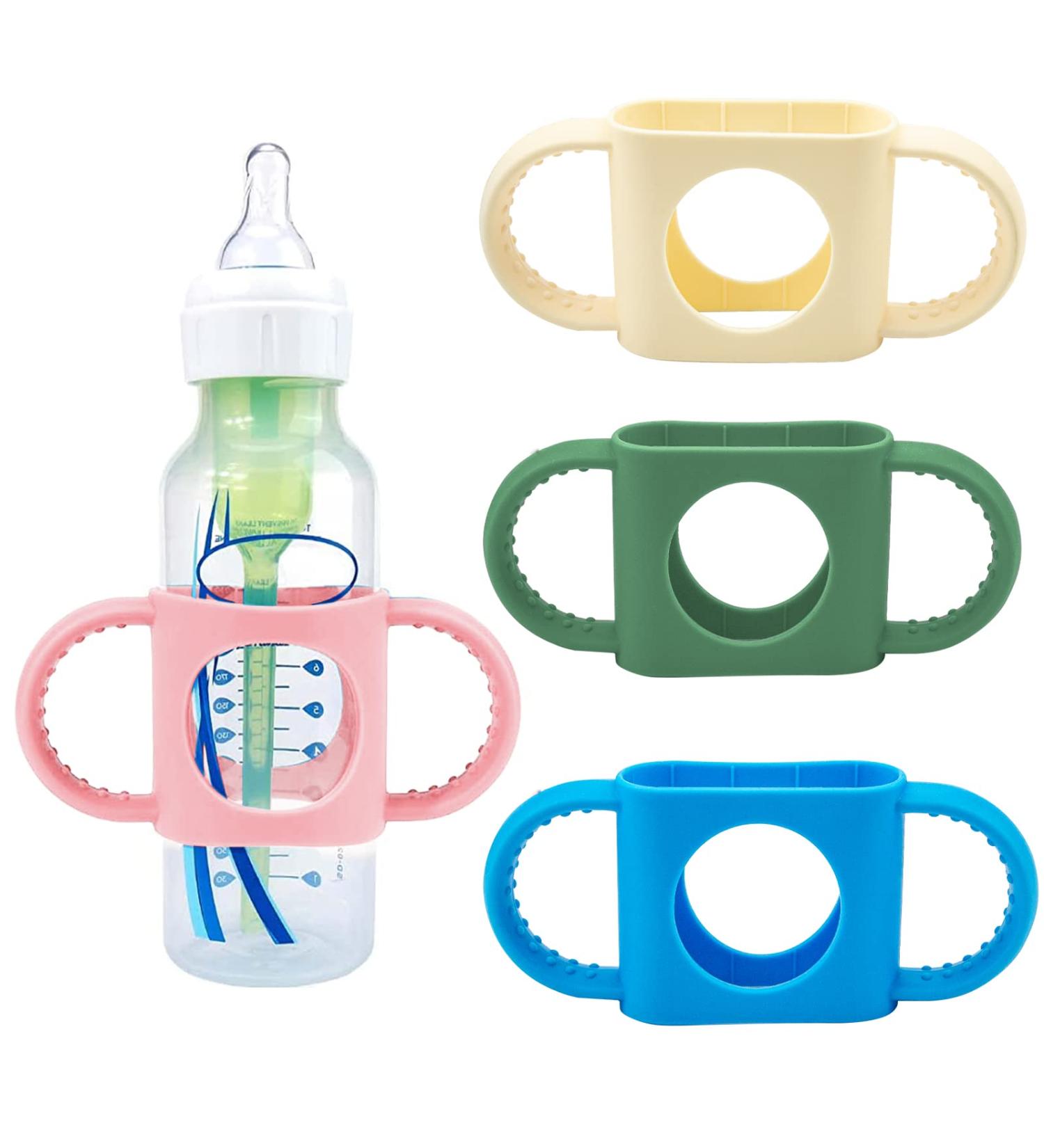 BeautyChen 4 Pack Silicone Baby Bottle Handles for Dr Brown Bottles | Non-Slip Easy Grip | Dishwasher Safe | White Pink Blue Green - Buy Online on GoSupps.com