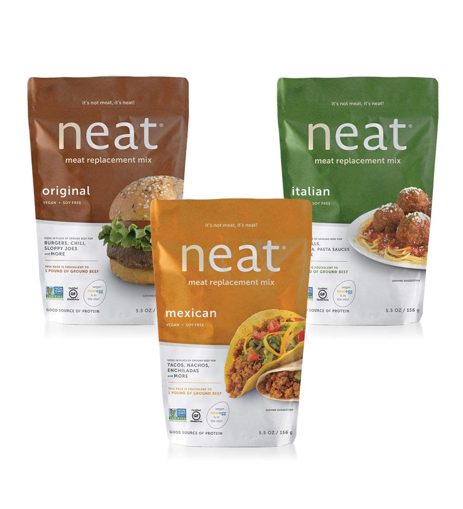 Neat Meat Alternative Dry Mix Variety Packs - 3 Pack | Meat Substitute Mix - Buy Online on GoSupps.com