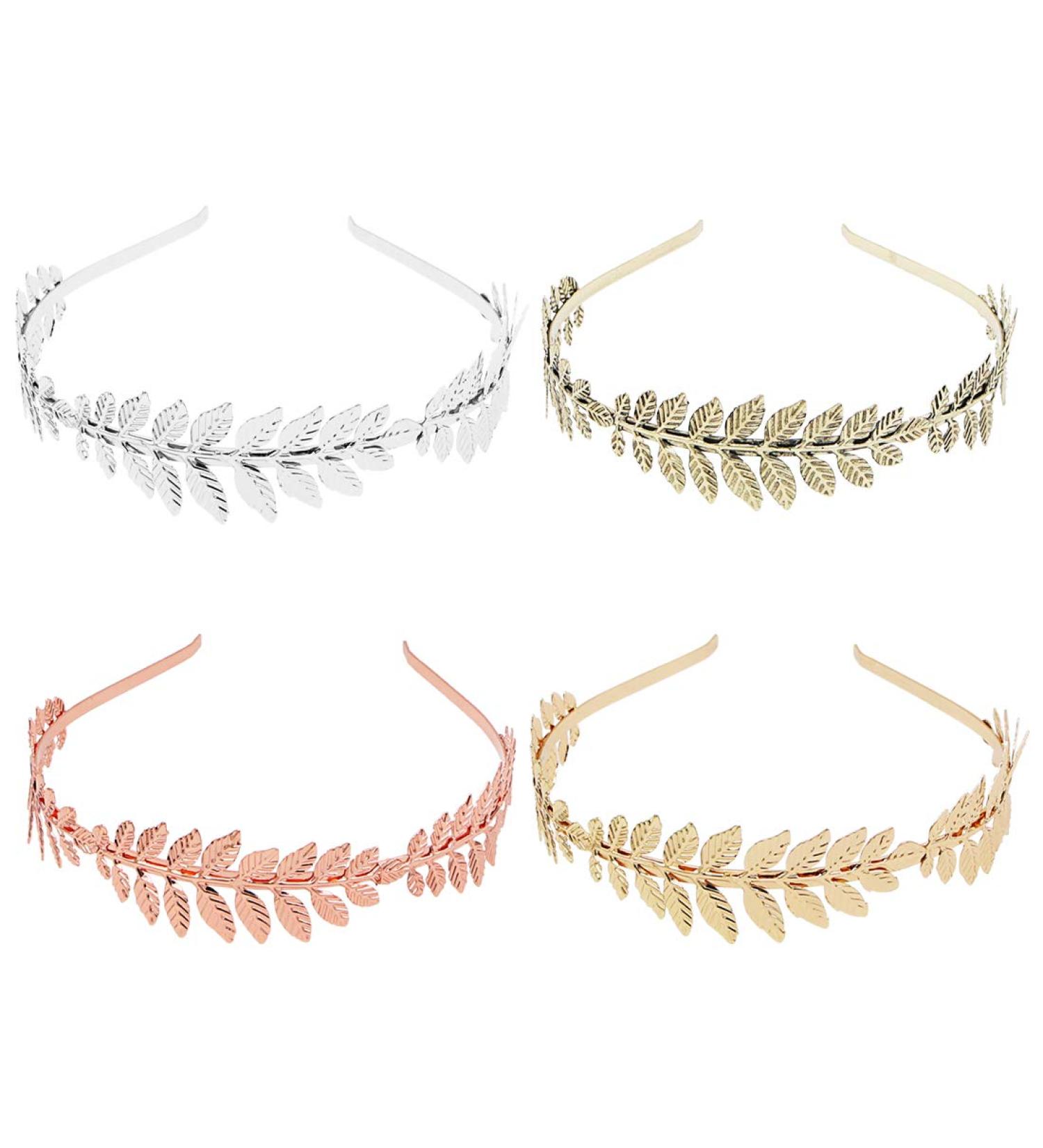 Vintage Roman Goddess Leaf Headband Fashion Gold Silver Rose Gold Ancient Cyan Leaf Hair Hoop Bridal Hair Crown for Party Prom Wedding - Buy Online on GoSupps.com