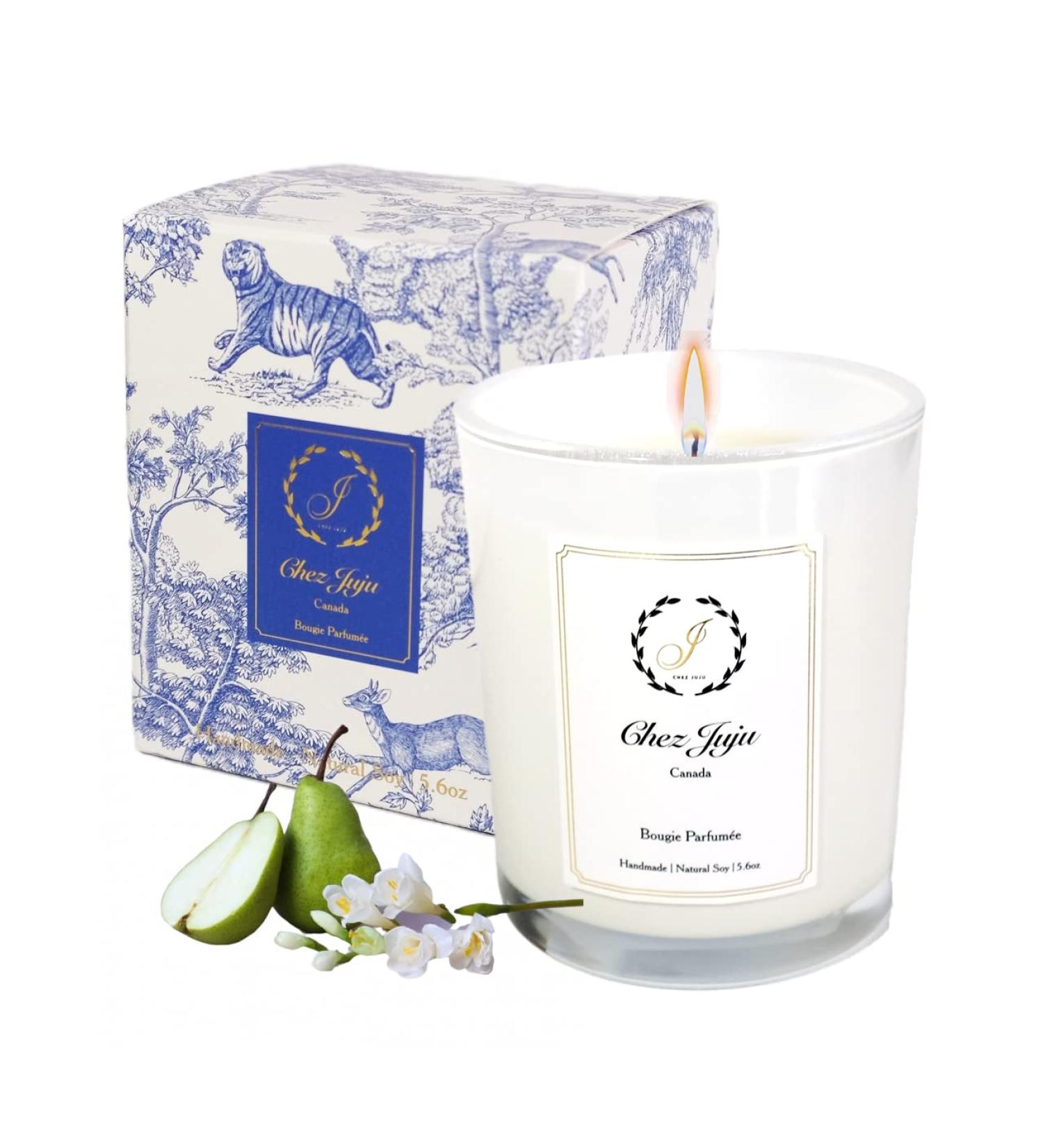 Natural Soy Wax Candle | English Pear Freesia & Amber | Luxurious Vegan Aromatherapy | Handcrafted Eco-Friendly Fragrance | Clean Burning Essential Oil Candle - Buy Online on GoSupps.com