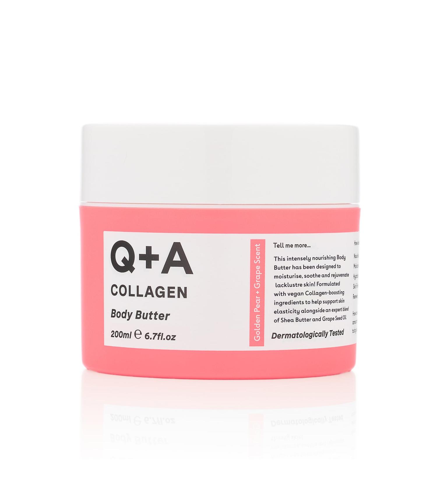 Q+A Collagen Body Butter 200ml - Hydrating & Firming Luxury Skincare for All Skin Types - Shop Internationally - Buy Online on GoSupps.com