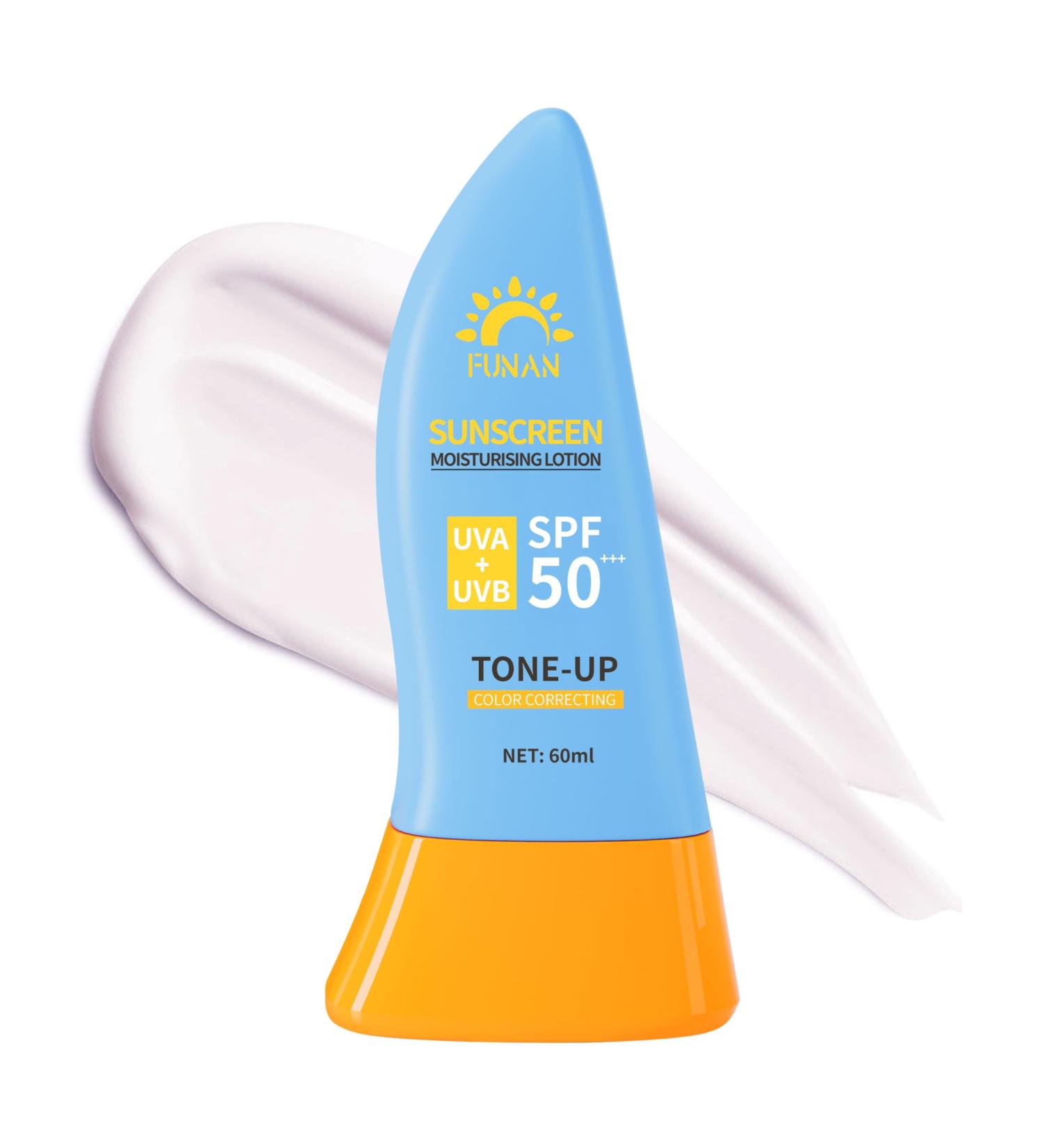 FUNAN Face Sunscreen SPF 50+ Waterfull Tone-Up Sunscreen Serum Base lotion Color Correcting Oil Free & Oxybenzone Free 2.1 Fl Oz - Buy Online on GoSupps.com