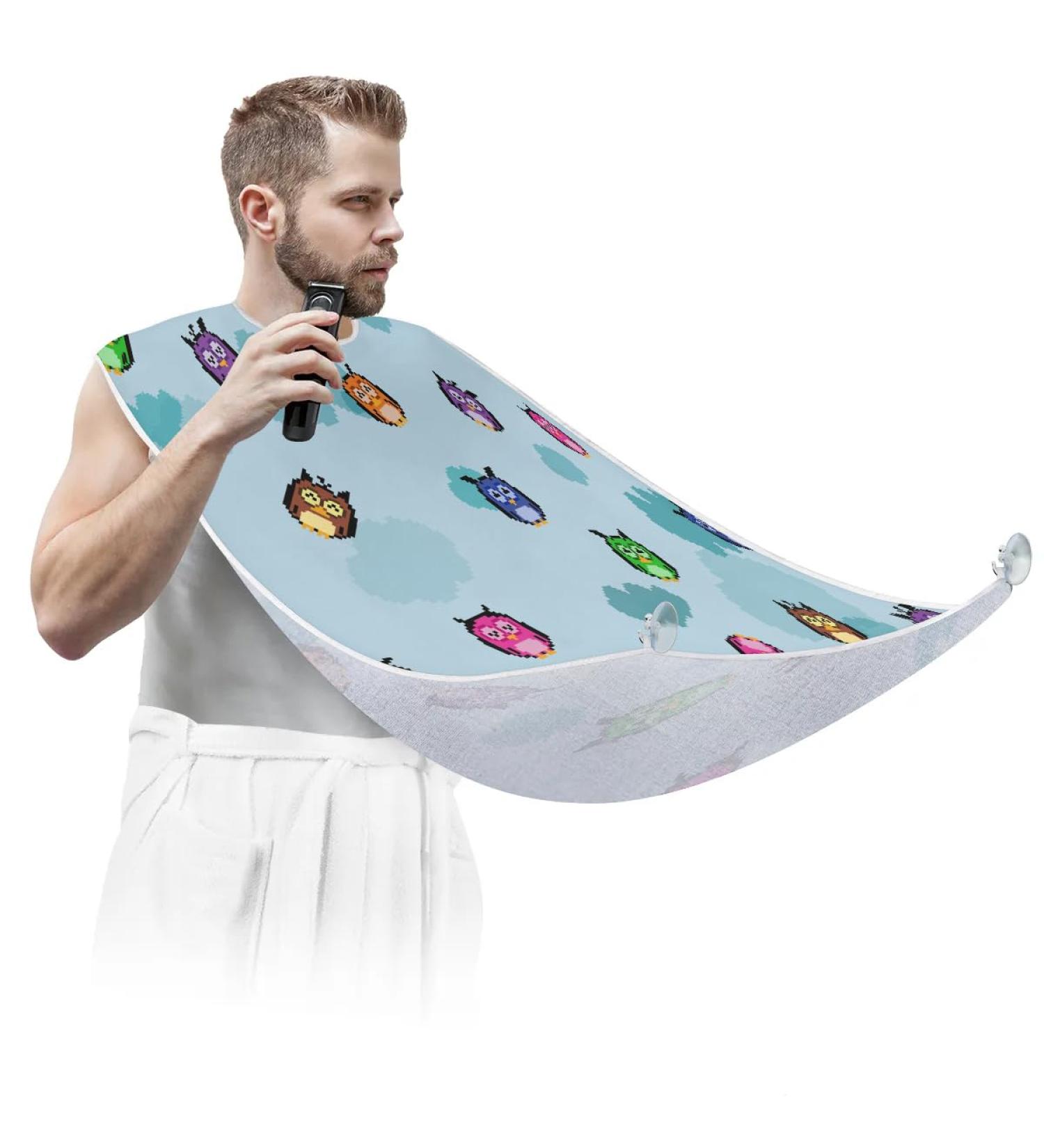 Beard Bib Apron for Men | Waterproof Hair Catcher Cape for Easy Trimming & Grooming | Owl Design - Buy Online on GoSupps.com