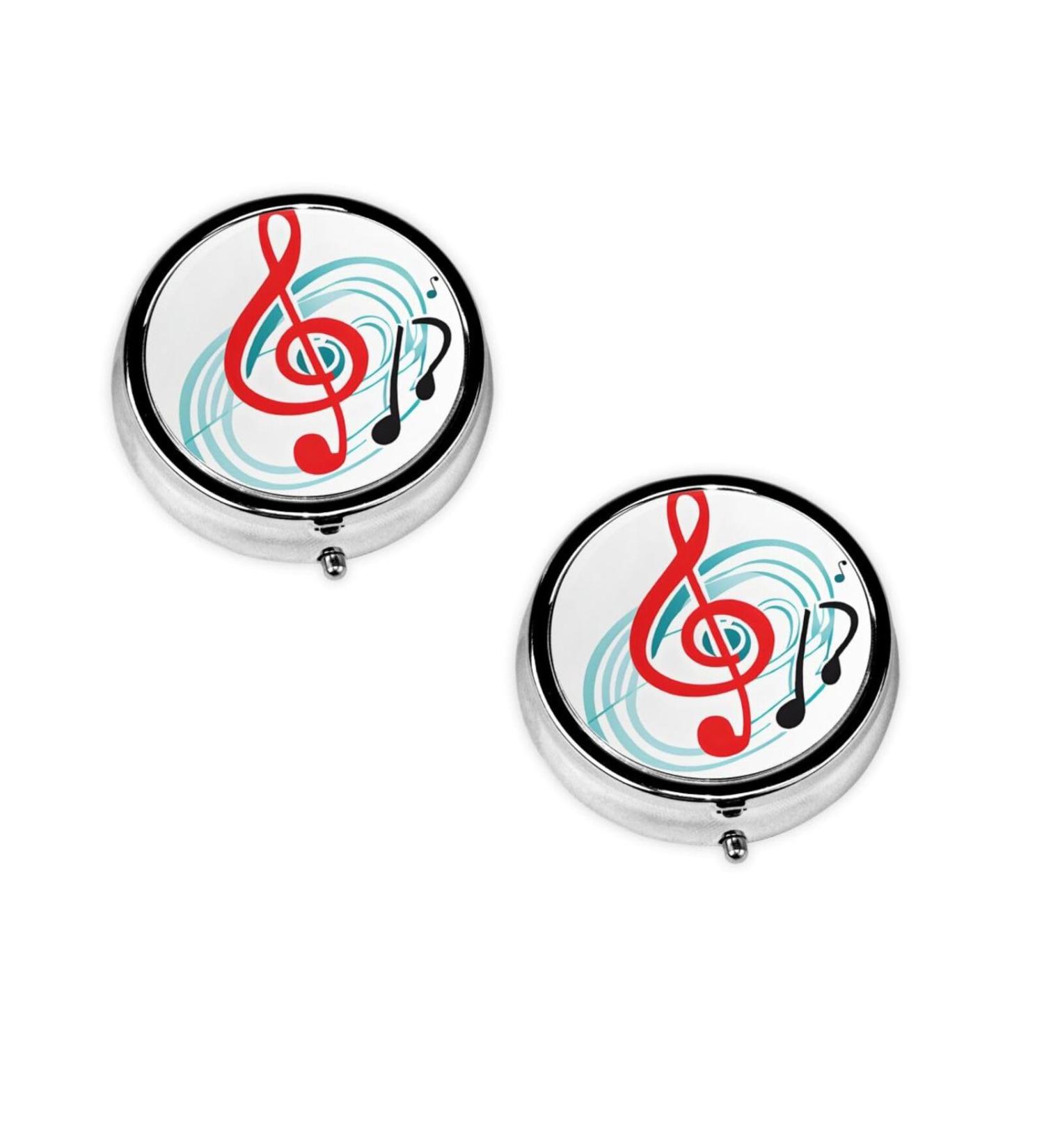 Colored Music Mini Round Pill Box | 3 Compartment Travel Organizer | Portable Medicine Case for Home & Office - Buy Online on GoSupps.com