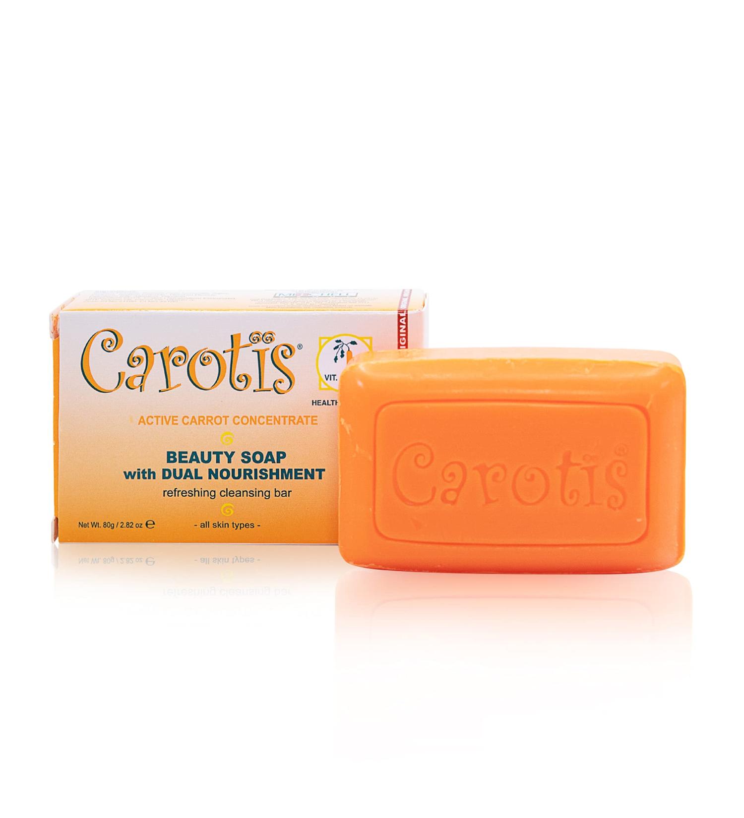 Carotis Beauty Soap 80g - Refreshing Skin Cleanser with Carrot Oil, Glycerin, Beta Carotene, Vitamin A, and Olive Oil - Buy Online on GoSupps.com