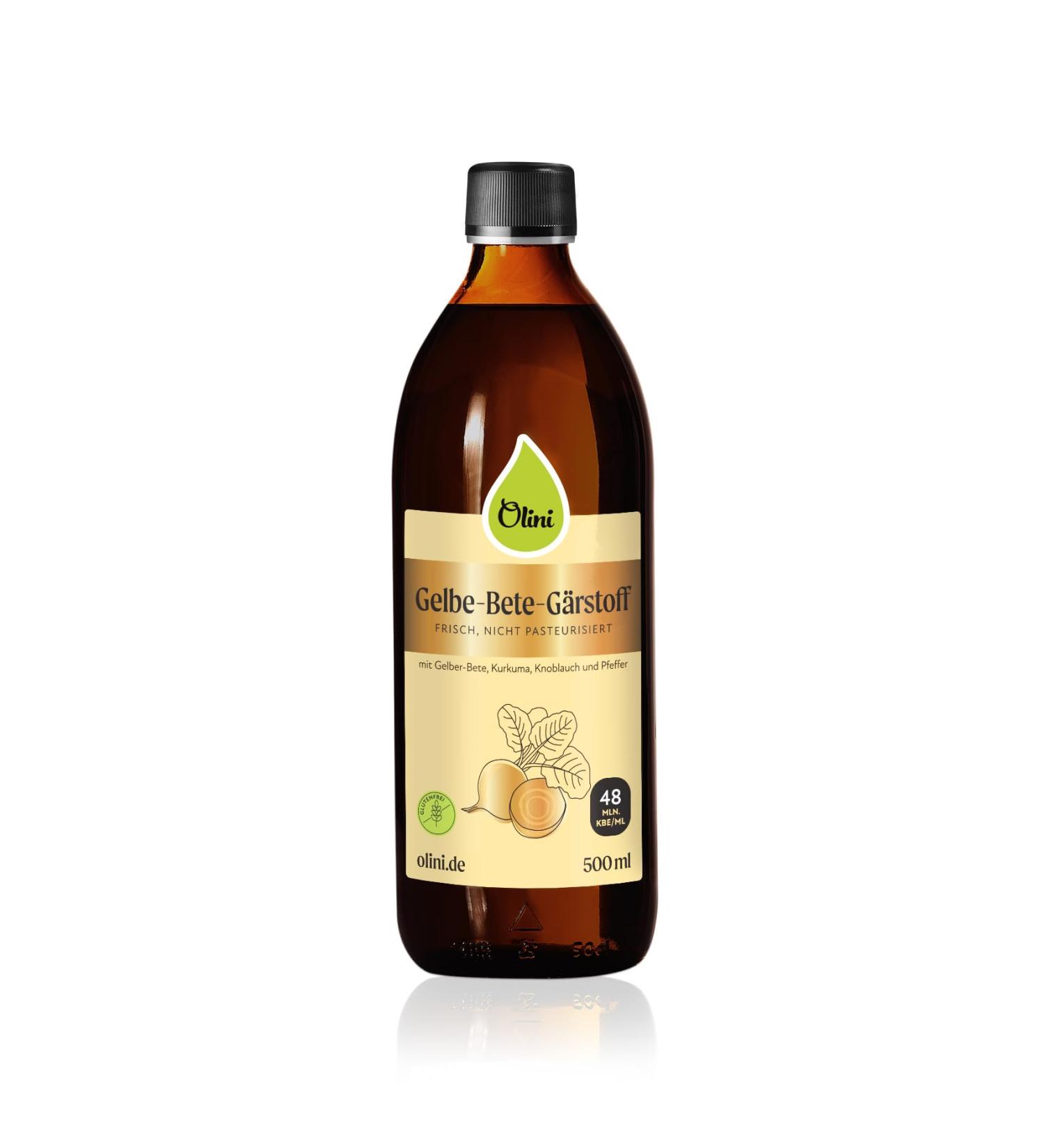 Olini Yellow Fermentation 500ml - Natural Probiotic Drink Fresh & Preservative-Free Beet Juice with Spices - Buy Online on GoSupps.com