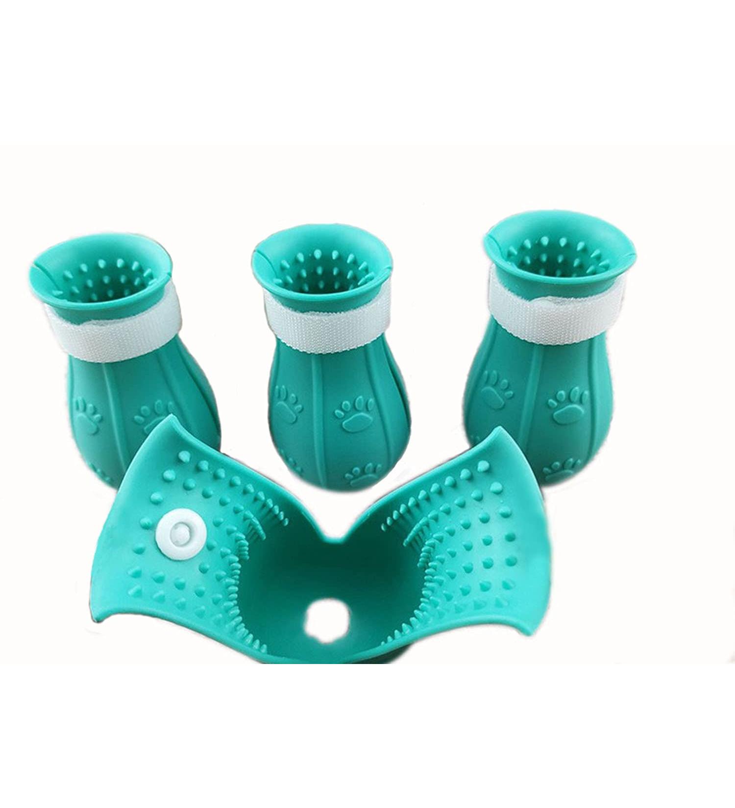 Tmsuxin Blue Cat Boots | Adjustable Anti-Scratch Claw Covers for Cat Grooming | Silicone Paw Protector Boots for Cat Bathing and Shaving - Buy Online on GoSupps.com