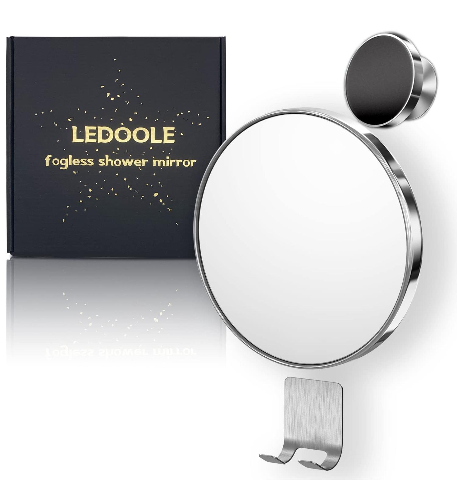 Magnetic Adsorption Fogless Shower Mirror with Razor Holder - 6.7' Shatterproof, Chrome Finish, Handheld - SEALANT FIX - Buy Online on GoSupps.com