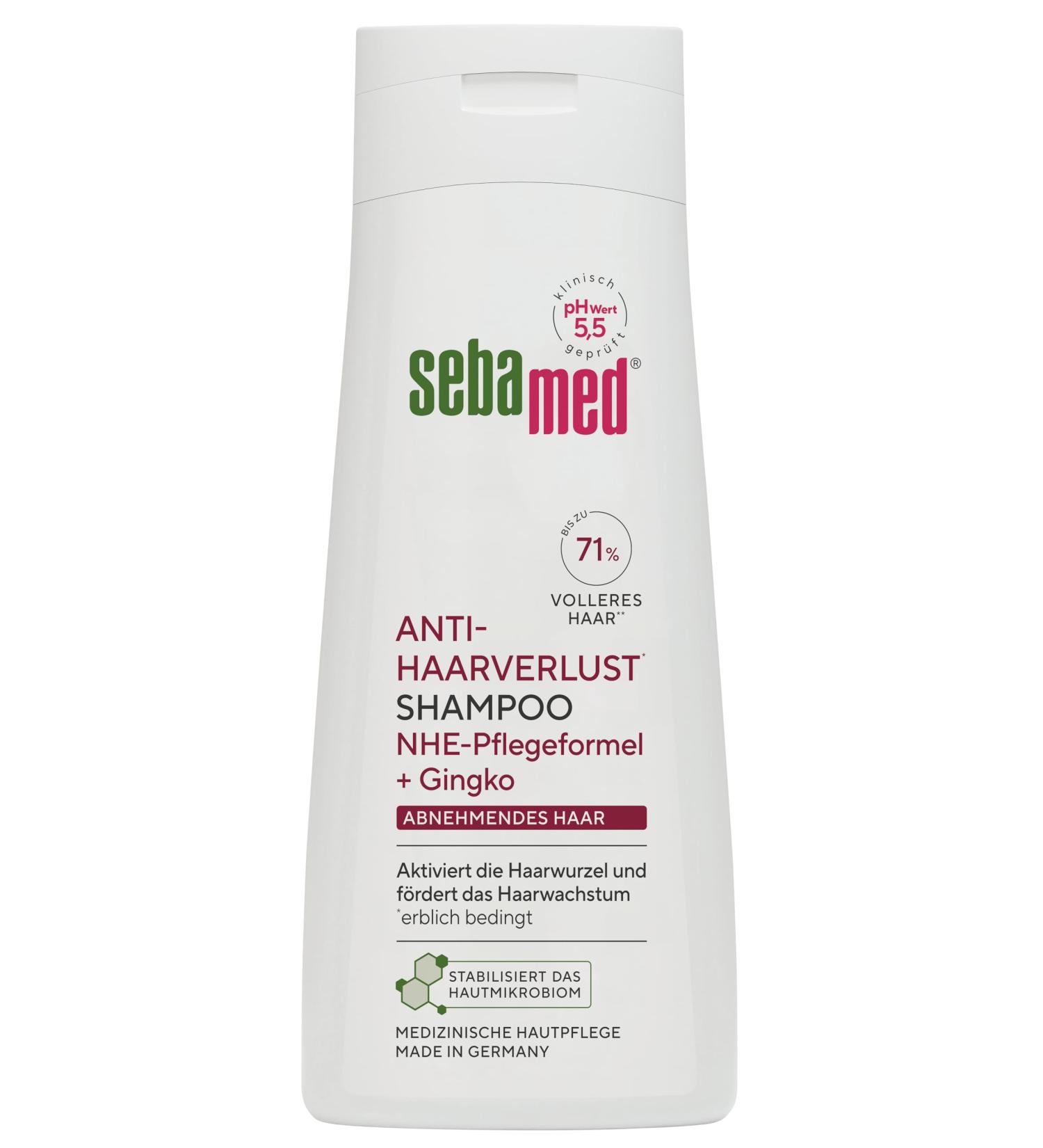 Sebamed Shampooing anti-chute de cheveux pour des cheveux forts et sains favorise la croissance et active la racine des cheveux jusqu' 71% de cheveux plus volumineux* 200 ml - Buy Online on GoSupps.com