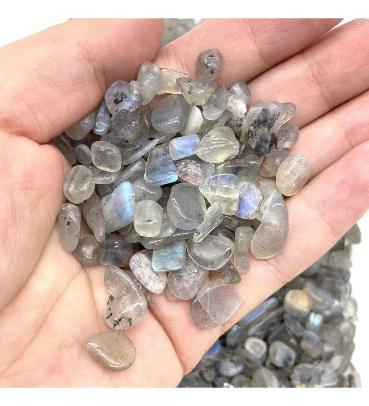 Natural Crystals and Stones 200g 7mm-15mm Blue Flash Natural Grey Moon Quartz Gravels Crystal Polishing Stone Chips for for Decoration kaixun - Buy Online on GoSupps.com