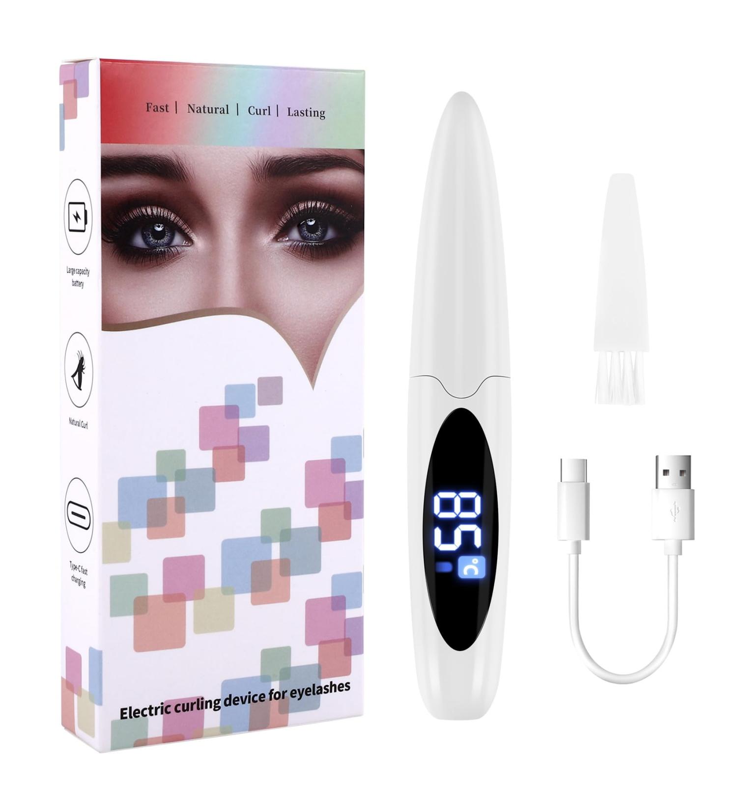 Duontyye Electric Heated Eyelash Curler USB Charge Makeup Curling Kit Long Lasting Natural Eye Lash Curler White - Buy Online on GoSupps.com