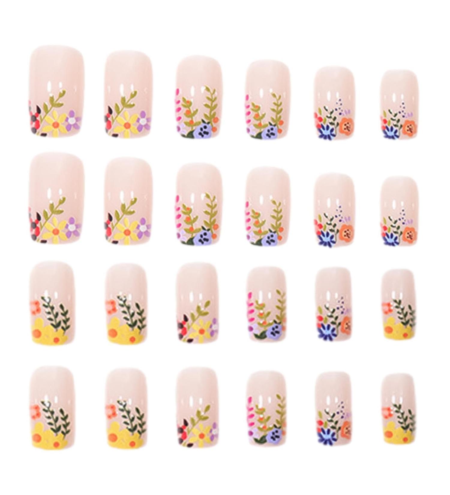 Press On Nails Flower Nails Long Lasting Artificial Fake Nails Detachable Full False Nails for Women - Buy Online on GoSupps.com