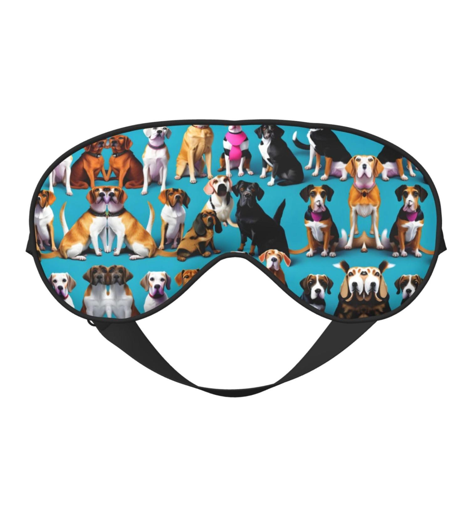 Many Beagle Patterns Unisex Sleep Mask | Double-Sided Eye Mask for Sound Sleep & Skin Care | Black - Buy Online on GoSupps.com