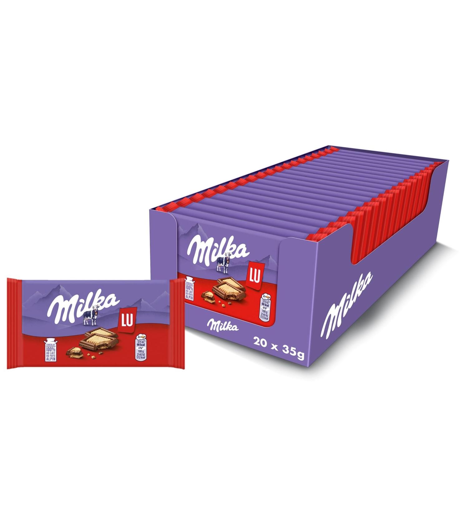 Milka LU Pocket Mini Milk Chocolate Biscuit Tablets - Pocket Size Easy to Carry - Display of 20 Mini Tablets (35 g) - Buy Online on GoSupps.com