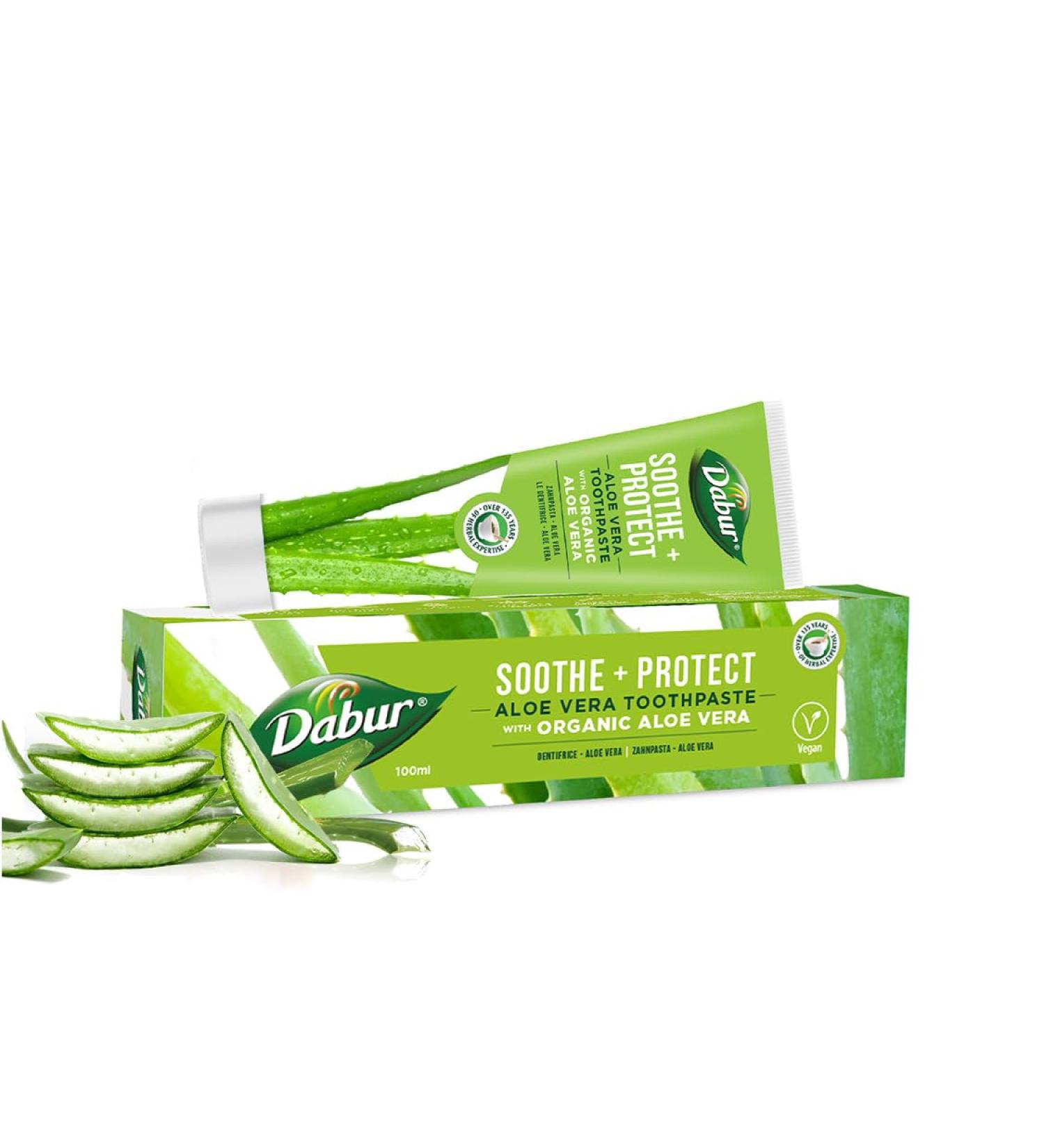  Dabur Dabur Organic Aloe Vera Toothpaste - Helps prevent cavities - Made with plant extracts - 100g - Buy Online on GoSupps.com