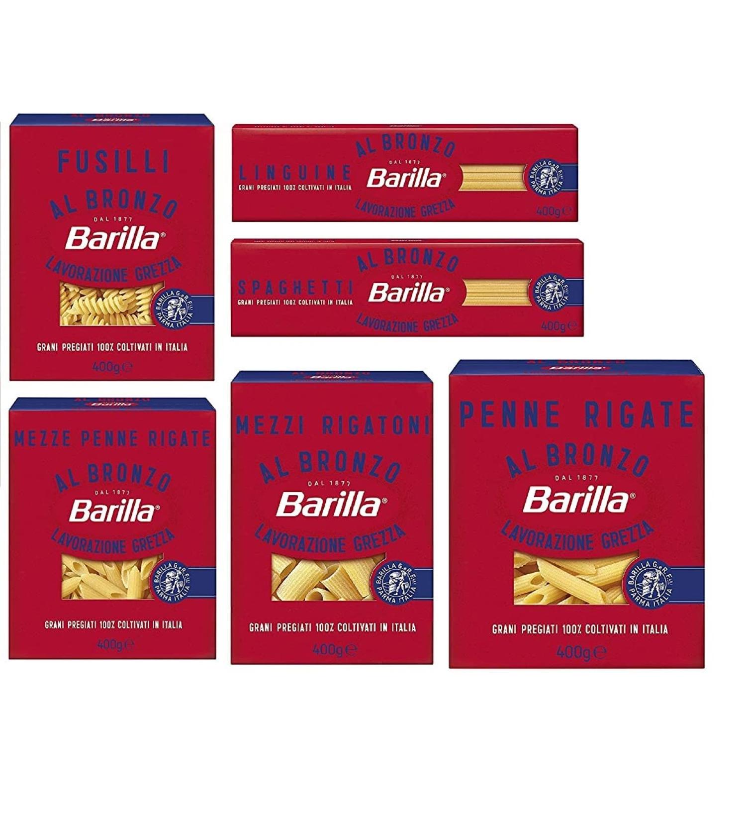 Test Pack Barilla Pasta al Bronzo Bronze Drawn Noodles Pasta 6 x 400 g Raw Processing Method 7.0 Pieces - Buy Online on GoSupps.com