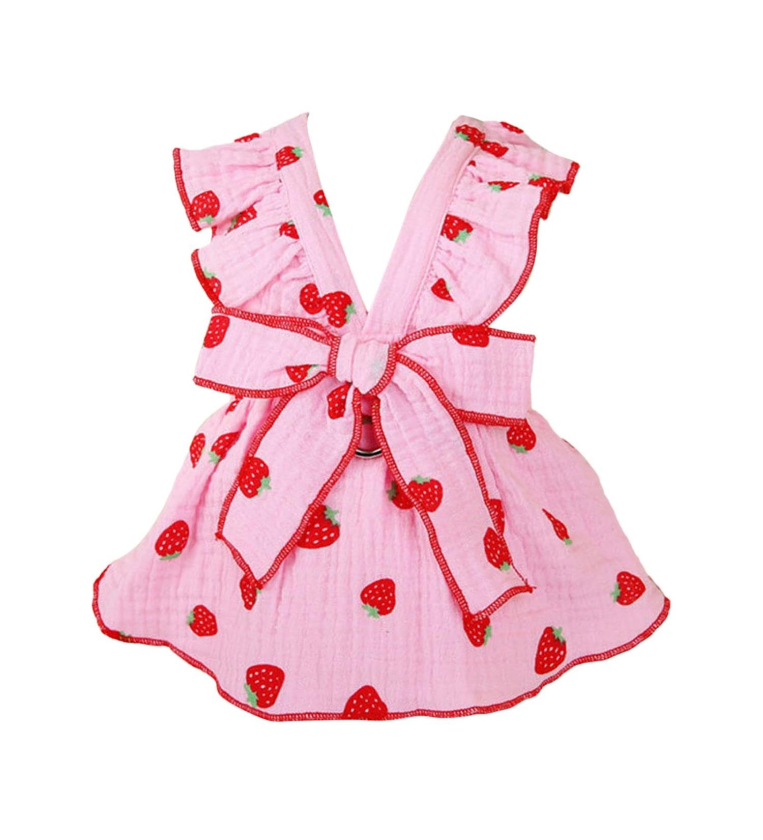 Shenrongtong Small Dog Dress - Cute Cotton Puppy Clothing & Catwear Party Dress for Girls - Sweet Pink Litter Clothes - Buy Online on GoSupps.com