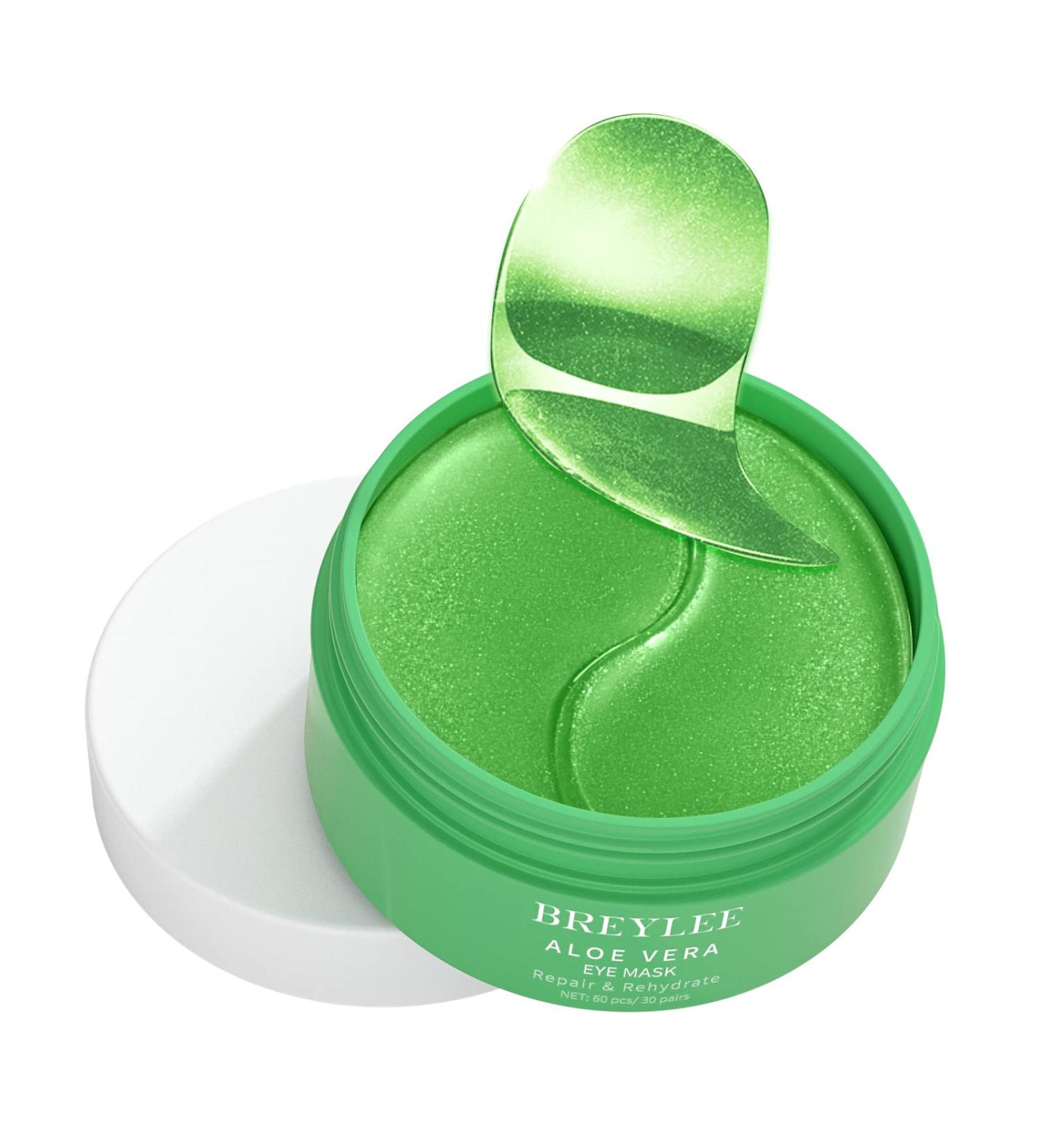 BREYLEE Aloe Vera Eye Mask - 60 Pcs for Under Eye Bags, Puffy Eyes, Dark Circles | Anti-Aging Treatment for Fine Lines and Wrinkles - Buy Online on GoSupps.com