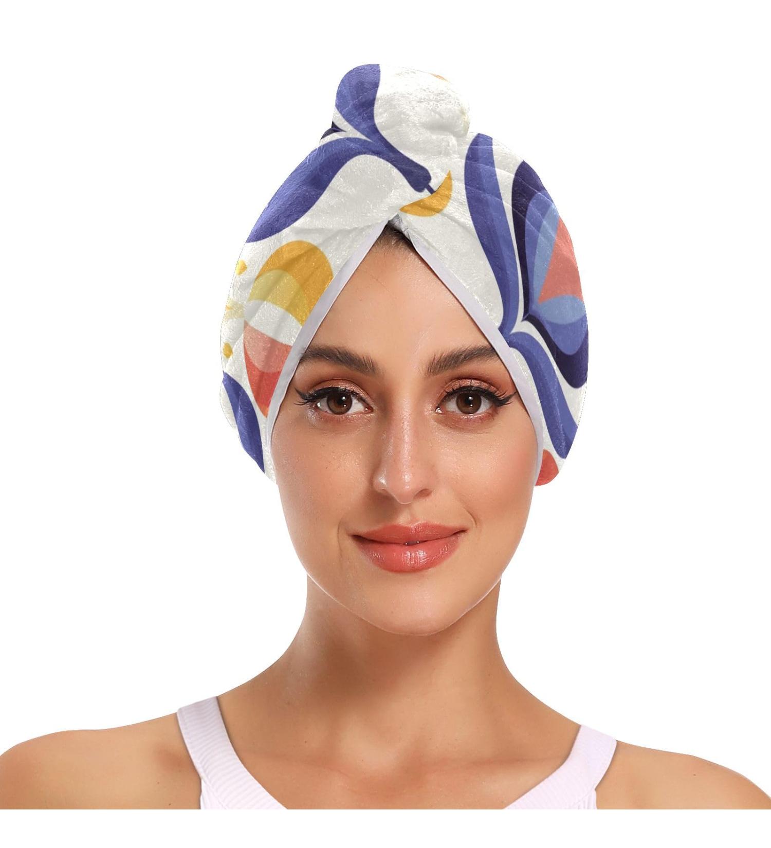 Ethnic Flowers Beige Hair Towel 2 Pack | Super Absorbent Quick Dry Hair Turbans for Women & Girls - Buy Online on GoSupps.com