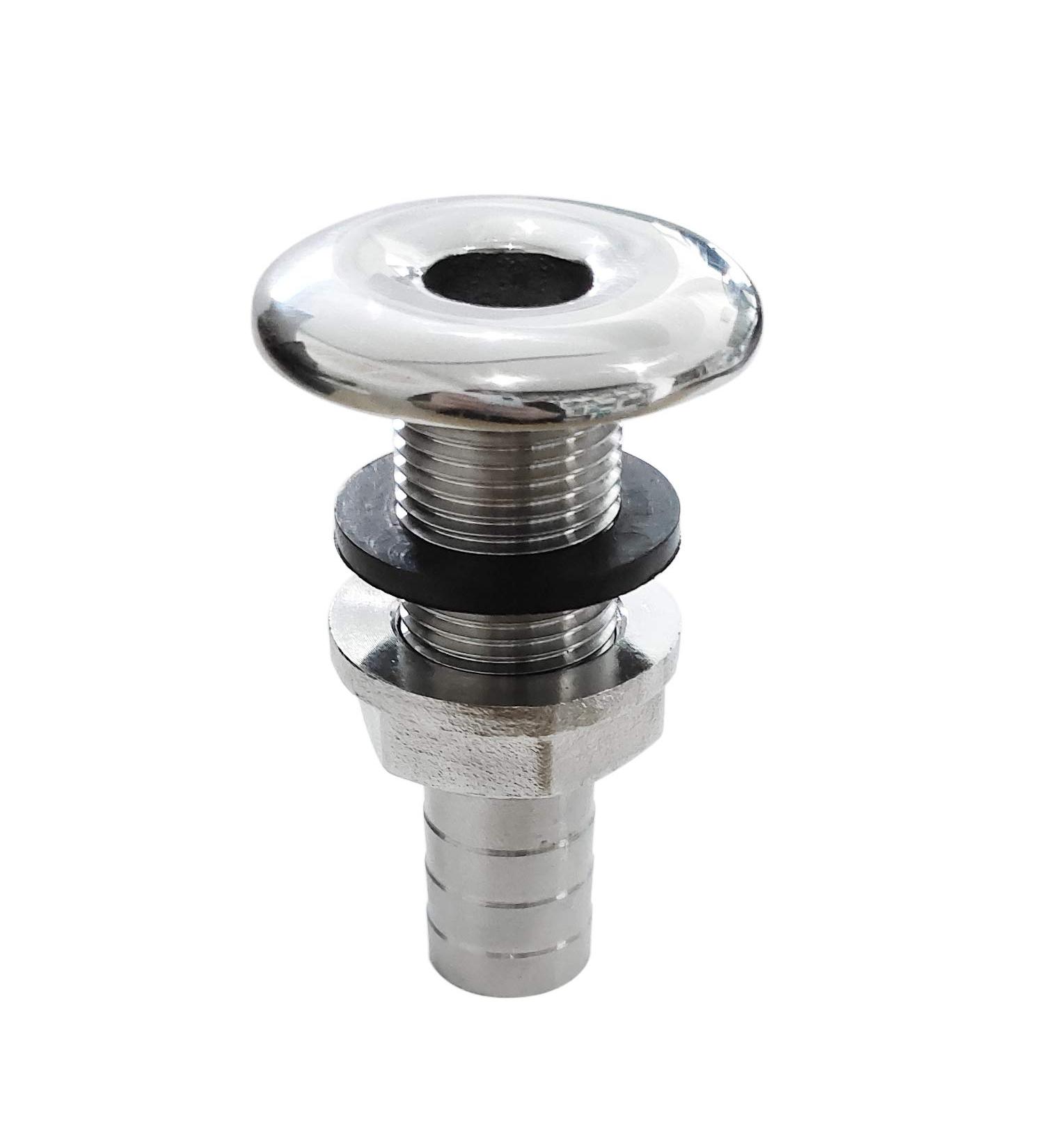 NRC&XRC Marine Grade Stainless Steel Barbed Short Straight Thru-Hull 1/2 ID with Nut & Custom Gasket for Boat - Buy Online on GoSupps.com