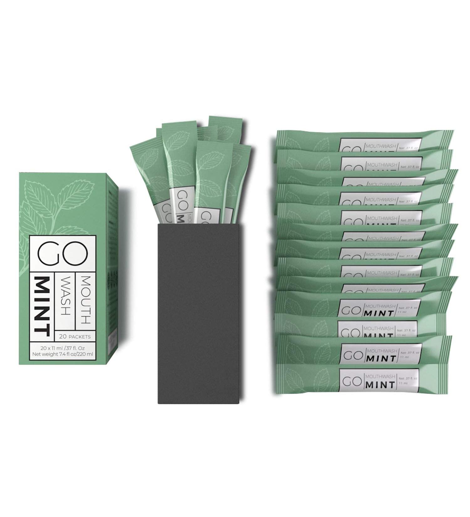 GO Mouthwash Packets - Single Size Liquid Mint Travel Mouthwash (20 Pack) - Fresh Breath On-The-Go, Airline Friendly & Airbnb Essential - Buy Online on GoSupps.com