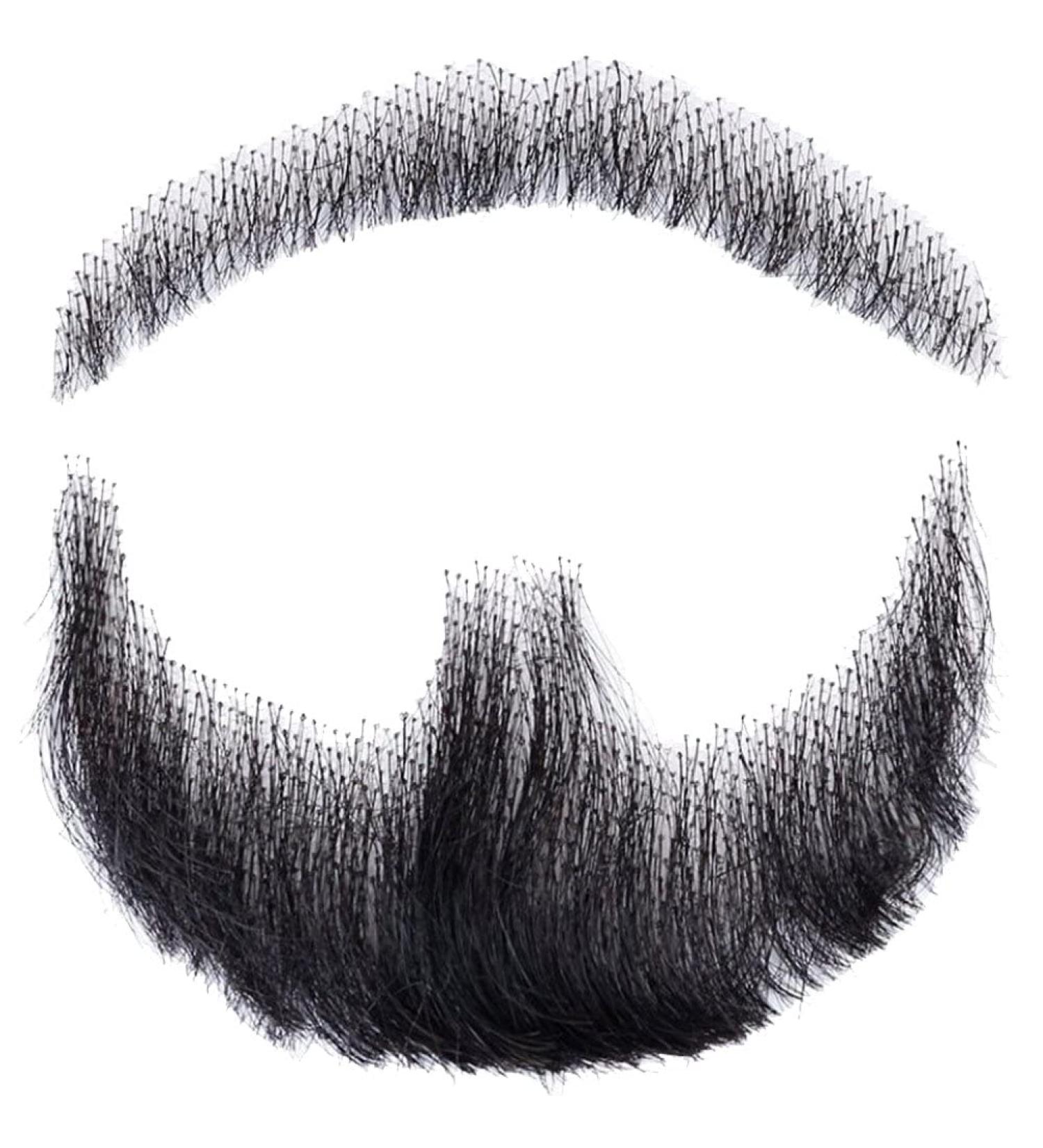 Human Hair Fake Face Beard and Mustache Invisible False Beards for Adults Men for Film Makeup and Special Effects Cosplay Party Prop Black - Buy Online on GoSupps.com