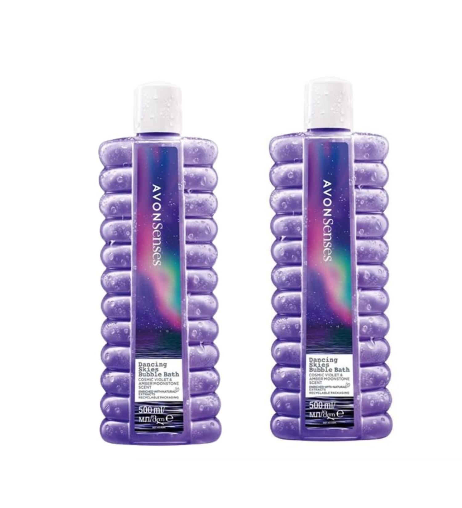 Dancing in Skies Bubble Bath Set - 2 Bottles x 500ml Mean's Double The Bliss of Luxury. Each"Infused with The Scent of Cosmic Violet and Amber Moonstone - Buy Online on GoSupps.com