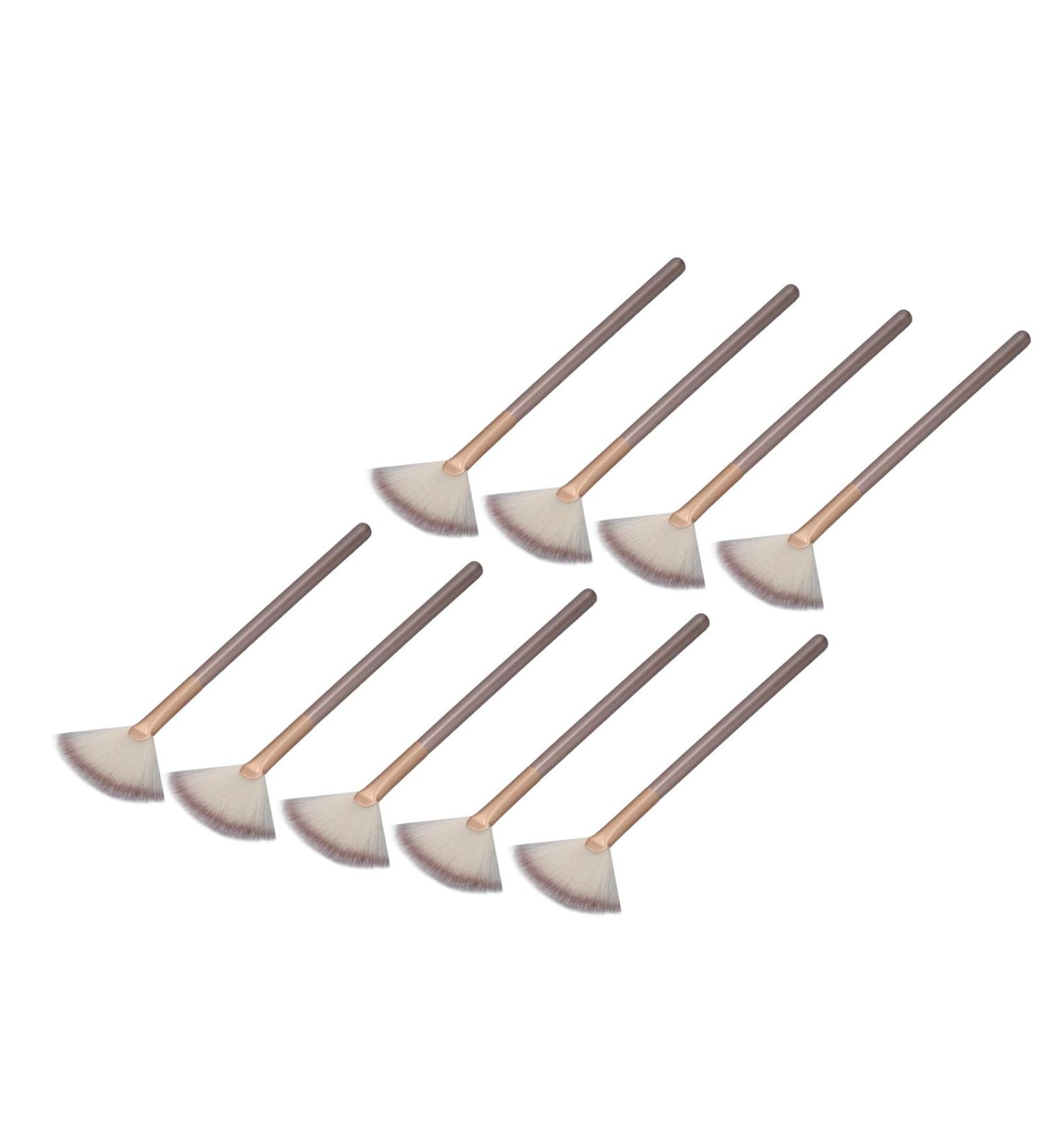 Zetiling 9pcs Soft Facial Fan Makeup Brush Set - Aluminum Tube Face Applicator Brushes in Champagne Color - Perfect for Family Use | International Shipping Available - Buy Online on GoSupps.com