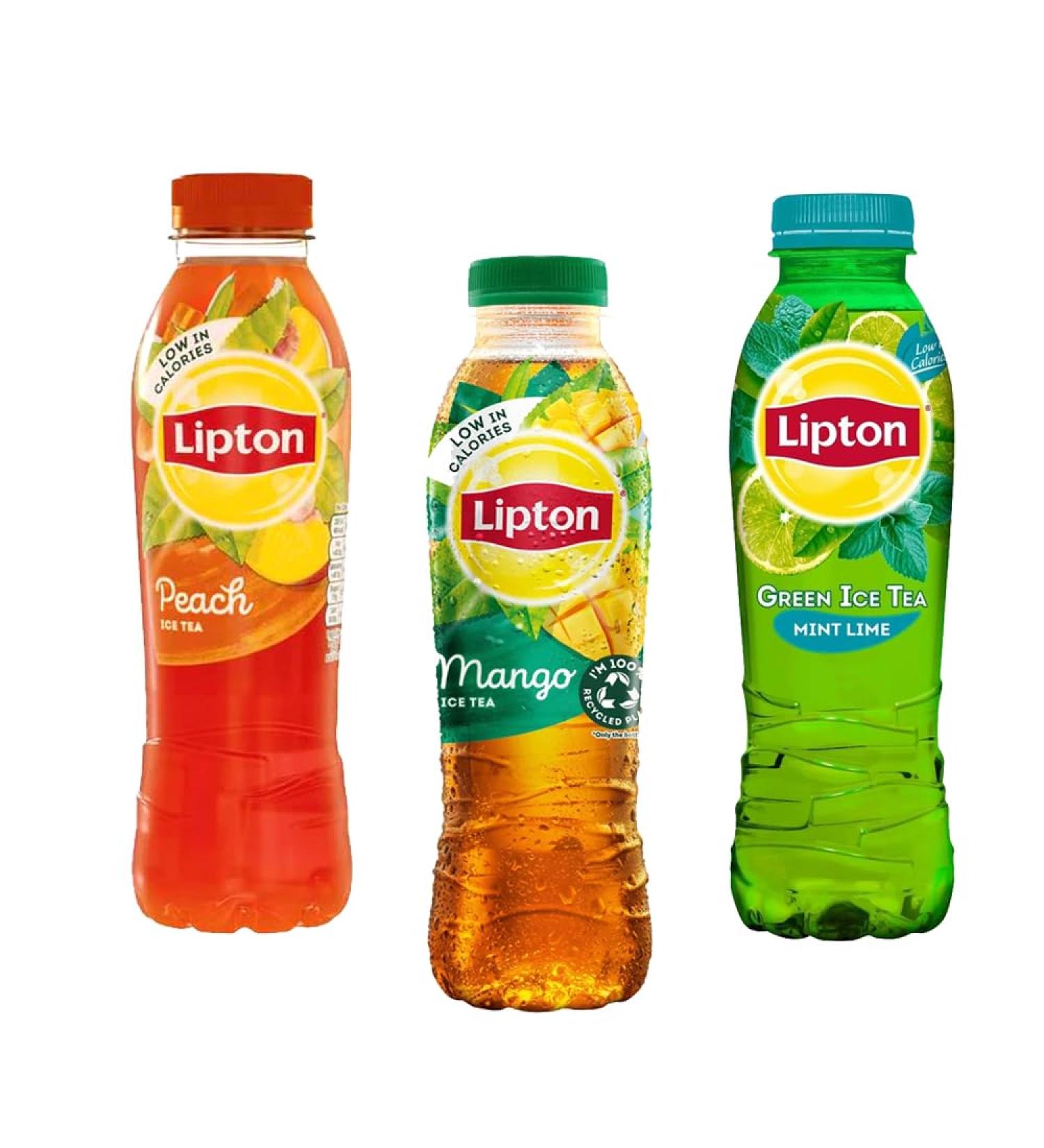 3 x Mixed Flavours of Green lime & Mint Mango Peach Ice Tea 500ml - Buy Online on GoSupps.com