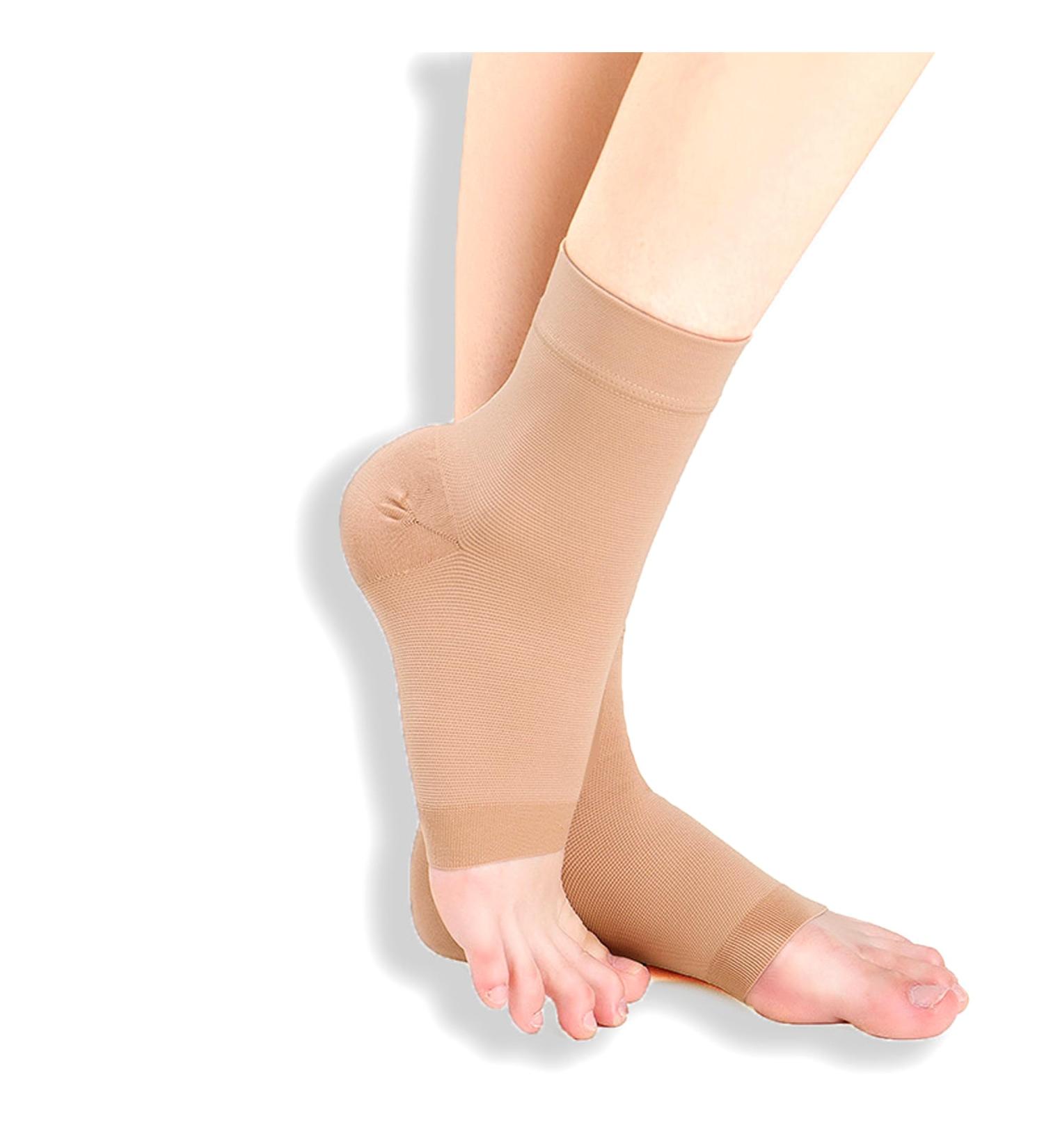 Ankle Compression Socks for Foot Pain Relief & Swelling | Medium Beige Foot Support for Men & Women - Ideal for Plantar Fasciitis & Neuropathy - Buy Online on GoSupps.com