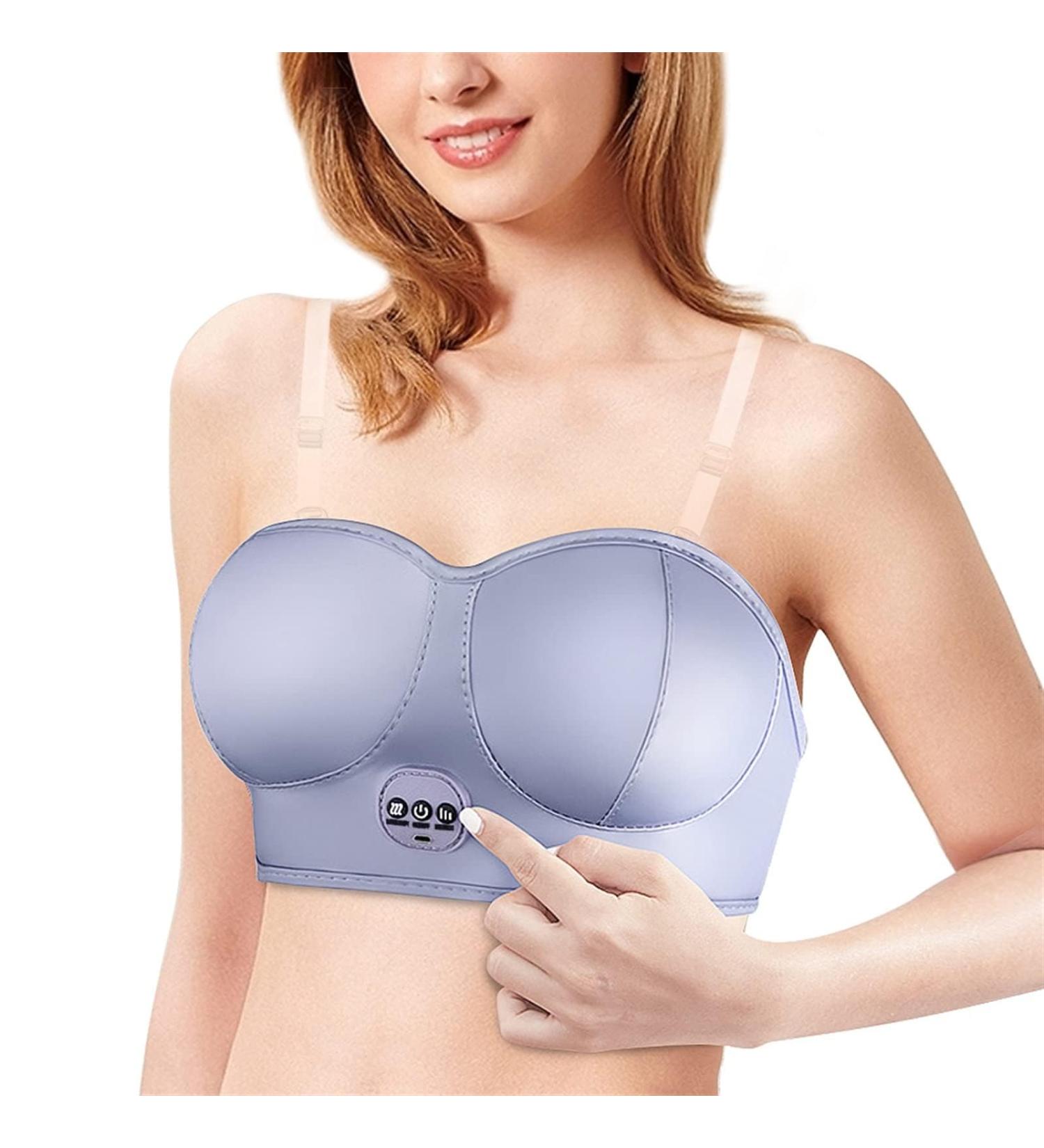 Breast Massage Bra - Electronic Vibration Chest Massager for Women's Health | Enhance Breast Care Device | Silver - Buy Online on GoSupps.com