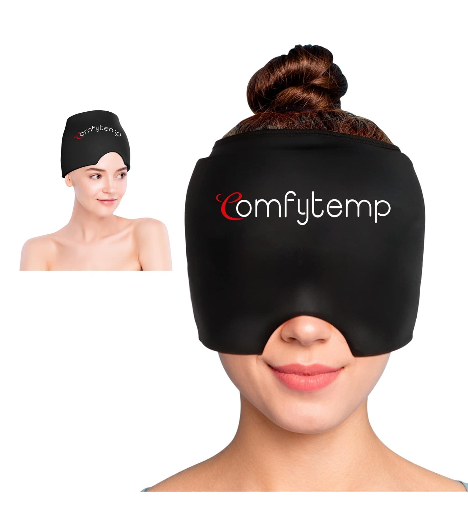 ComfyTemp Migraine Mask | Gel Cool Mask for Headache Relief & Cold Compression Therapy | Stretchy Cooling Pads for Swollen Eyes & Sinuses | Sleep Mask D Unit Size - Buy Online on GoSupps.com