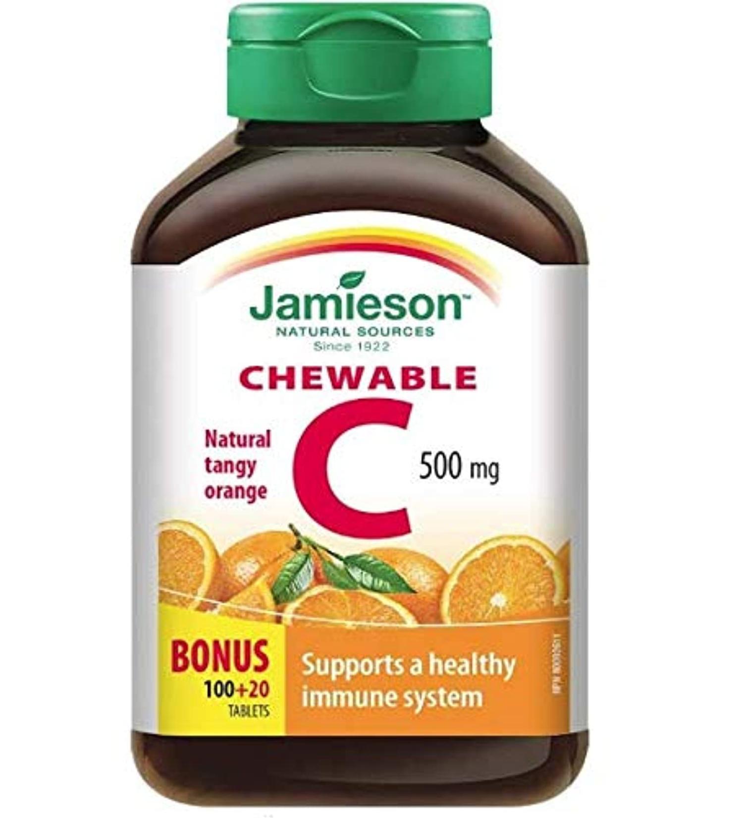 Jamieson Vitamin C Chewable 500 mg - Tangy Orange 120 tabs Bonus