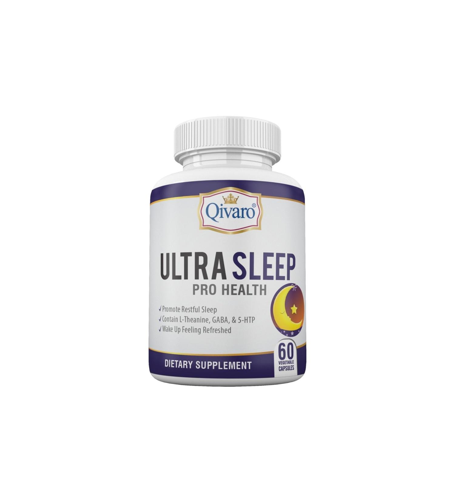 Ultra Sleep Pro Health - Sleep Aid for Adults with L-Theanine 5-HTP and GABA - Dietary Supplement for Better Sleep Vegan and Non-GMO - Made in USA 60 Capsules - Buy Online on GoSupps.com