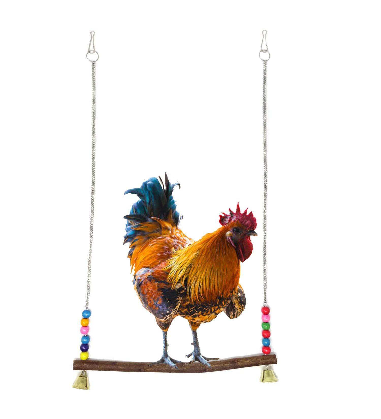 Handmade Honbay Hens Swing Chicken Toy for Large Bird Parrot Macaw - Wooden Bird Toy - Buy Online on GoSupps.com