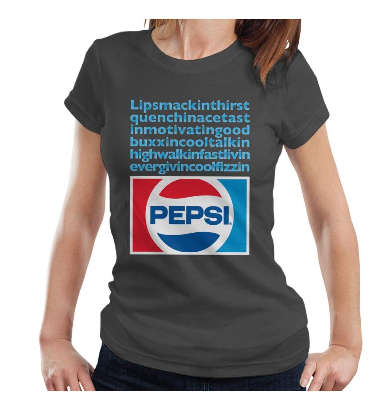 All+Every Pepsi Lip Smackin Thirst Quenchin Women's T-Shirt XXL Charcoal - Buy Online on GoSupps.com