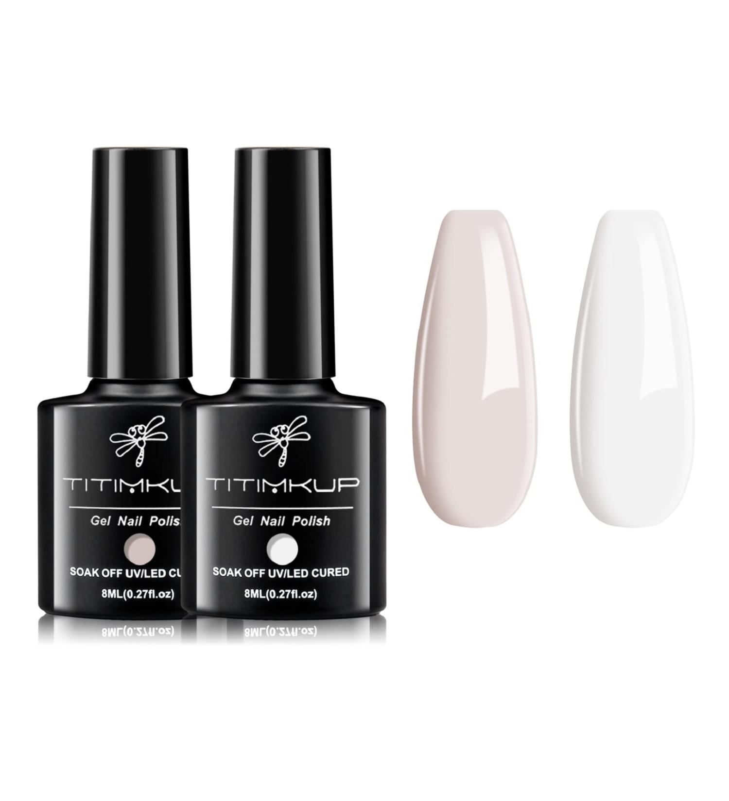 2PCS TITIMKUP Baby Pink & White Gel Nail Polish Set | Soak Off LED Lamp DIY Manicure Kit for Women | Salon Quality Colors - Perfect Gift for All Seasons - Buy Online on GoSupps.com