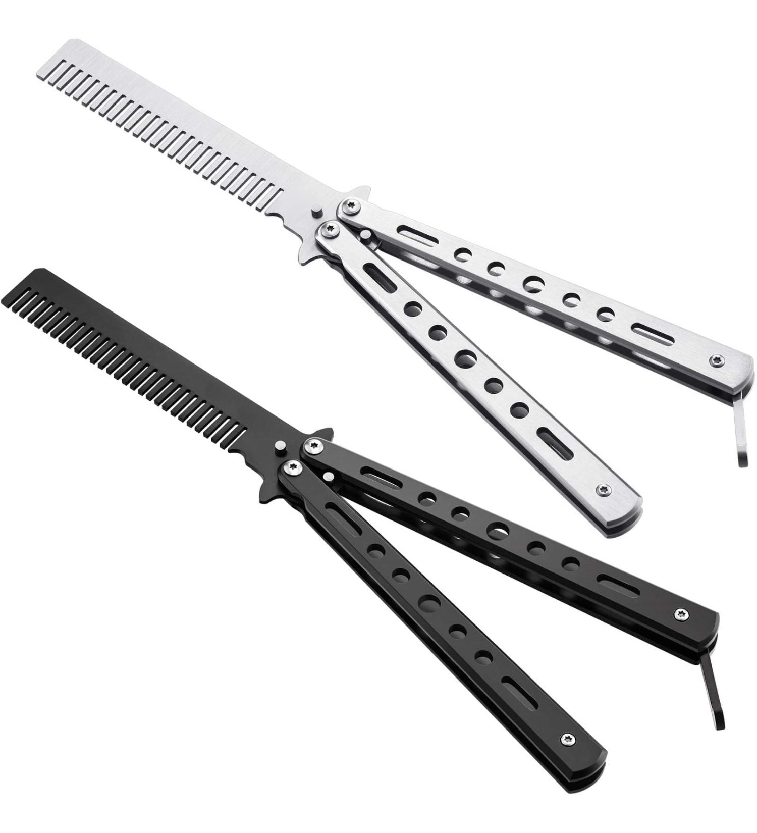 Stainless Steel Butterfly Combs - 2pc Set for Outdoor Hair Styling (Black/Silver) - Buy Online on GoSupps.com