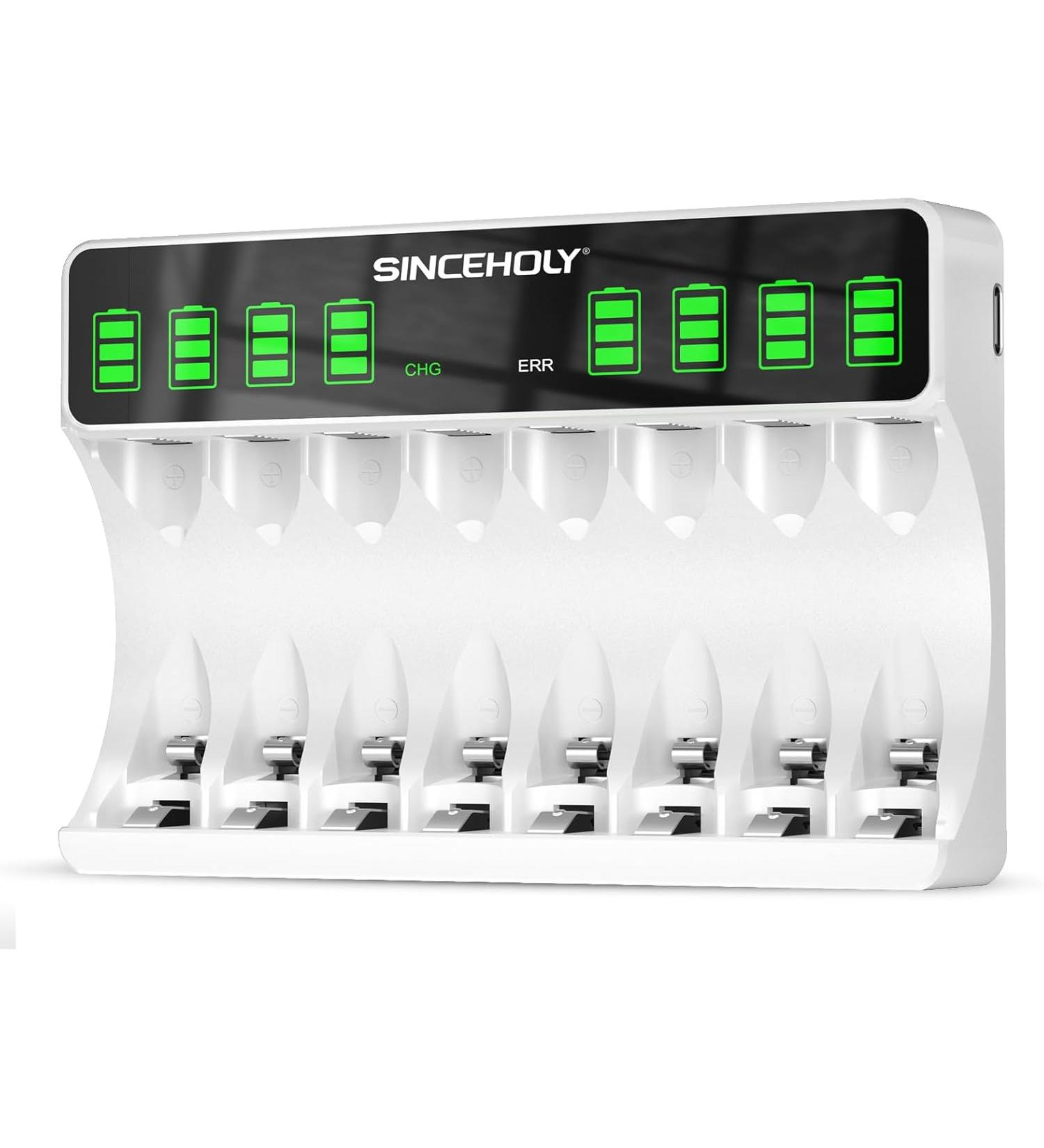 SINCEHOLY 8 Bay LCD Smart AA AAA Battery Charger USB High Speed Charging Independent Slot CD Rechargeable Batteries No Adapter - Buy Online on GoSupps.com