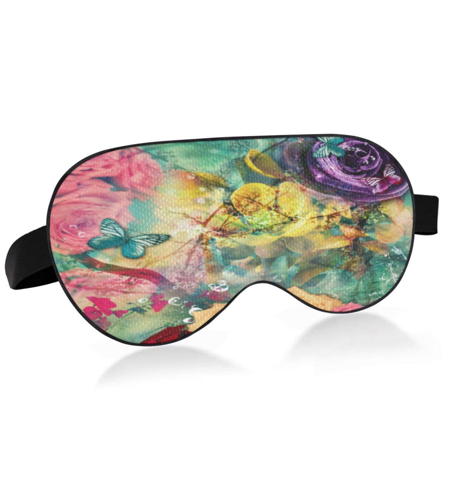 Light Blocking Sleep Mask - Abstract Flowers Butterfly Eye Cover for Men & Women | Adjustable Soft Blindfold for Travel Naps & Sleeping - Buy Online on GoSupps.com