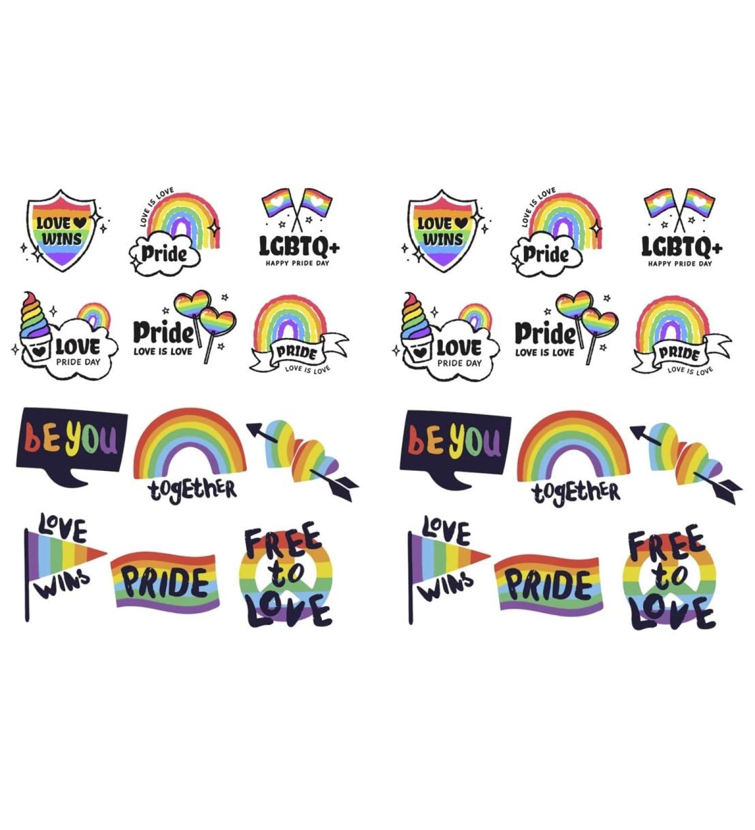 24 Pride Gay LGBTQ+ Flags Cupcake Toppers Edible Wafer Paper Fairy Cake Toppers Birthday Cake Decorations