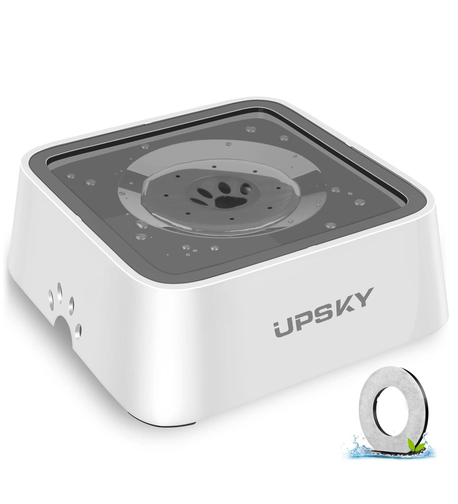 UPSKY 70oz Large Capacity Dog Water Bowl - No Spill Slow Feeder & Travel Dispenser - Grey - Buy Online on GoSupps.com