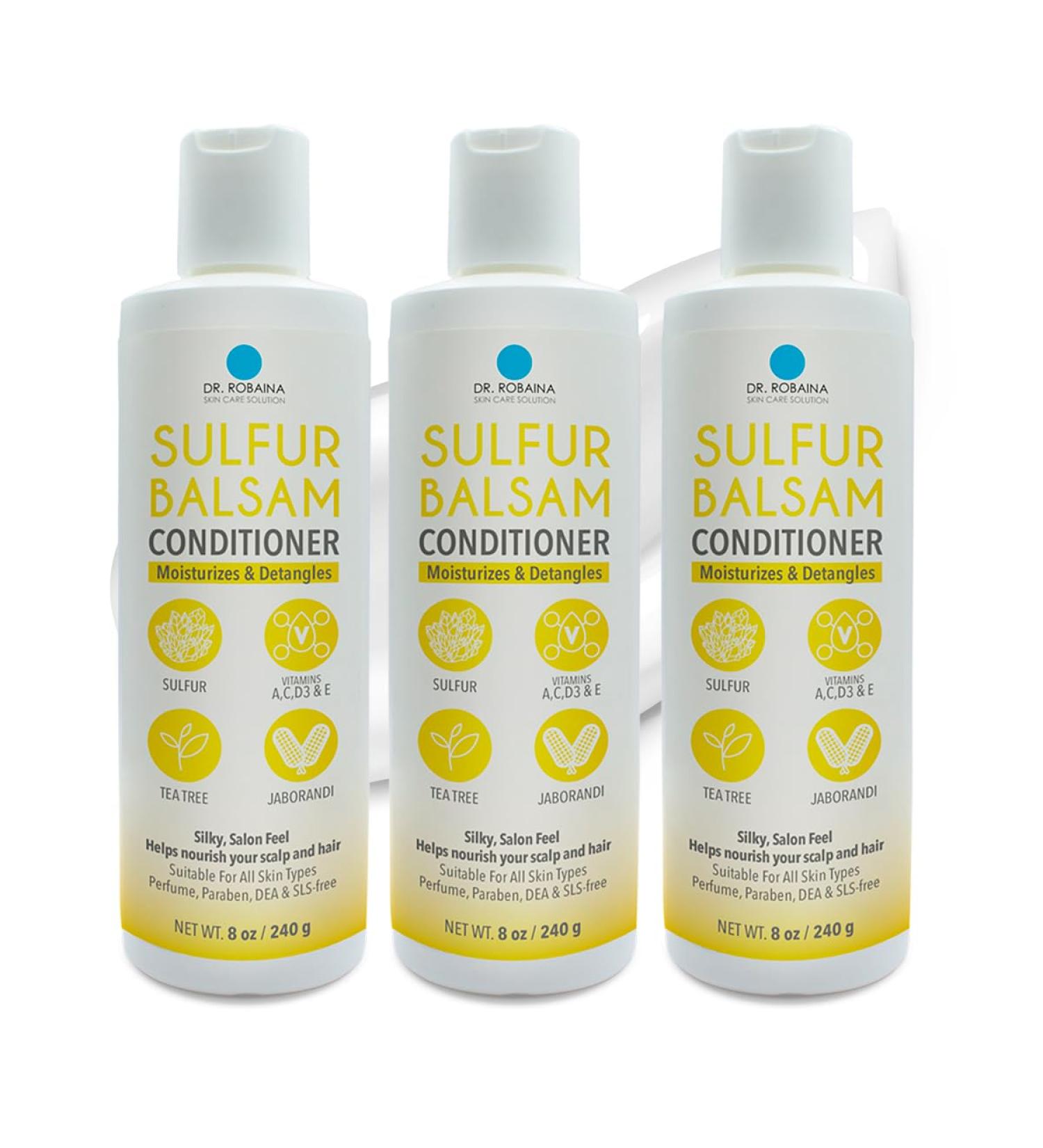 SULFUR BALSAM Conditioner - Natural Moisturizing & Detangling Hair Care (Pack of 3) - Gentle Scalp Treatment - International Shipping Available - Buy Online on GoSupps.com