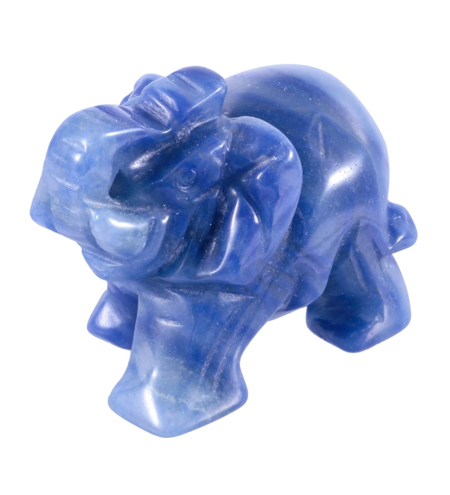 Buy NUPUYAI Blue Aventurine Elephant Figure - Gemstone Crystal Lucky Charm for Feng Shui & Reiki Decor - Buy Online on GoSupps.com