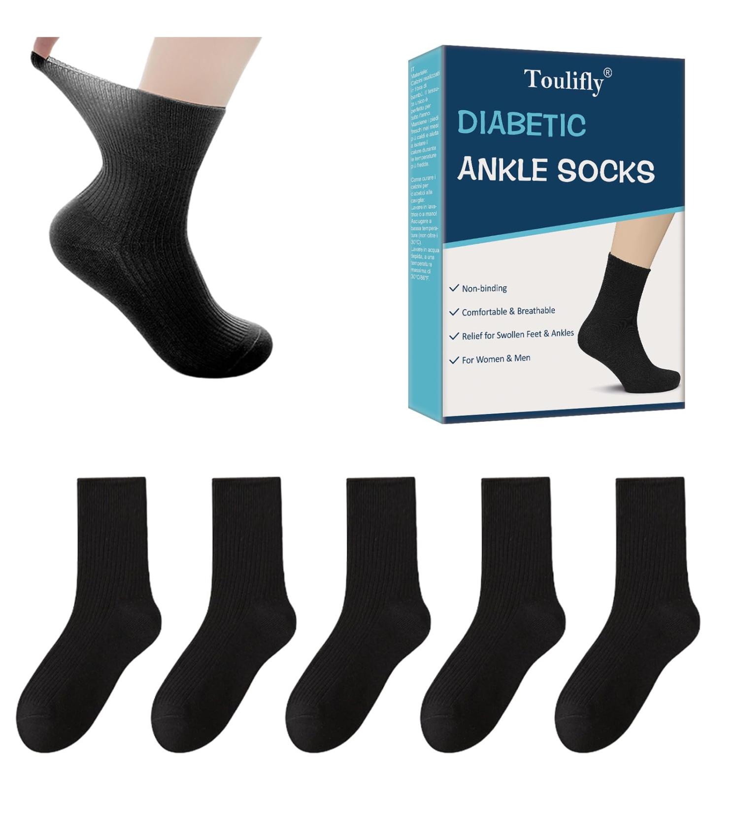 Diabetic Ankle Socks for Men & Women-Wide Non Binding Socks Quarter Length Socks for Women & Men (4PAIRSBLACK) - Buy Online on GoSupps.com